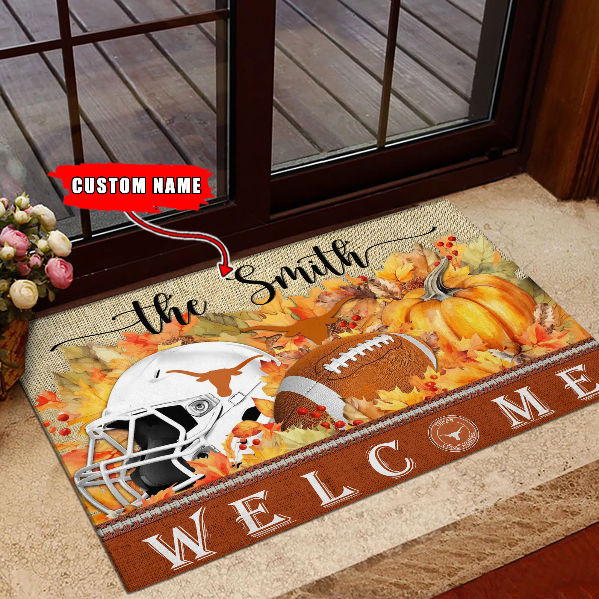 Sportswearmerch Texas Longhorns NCAA Welcome Fall Football Doormat For Fan