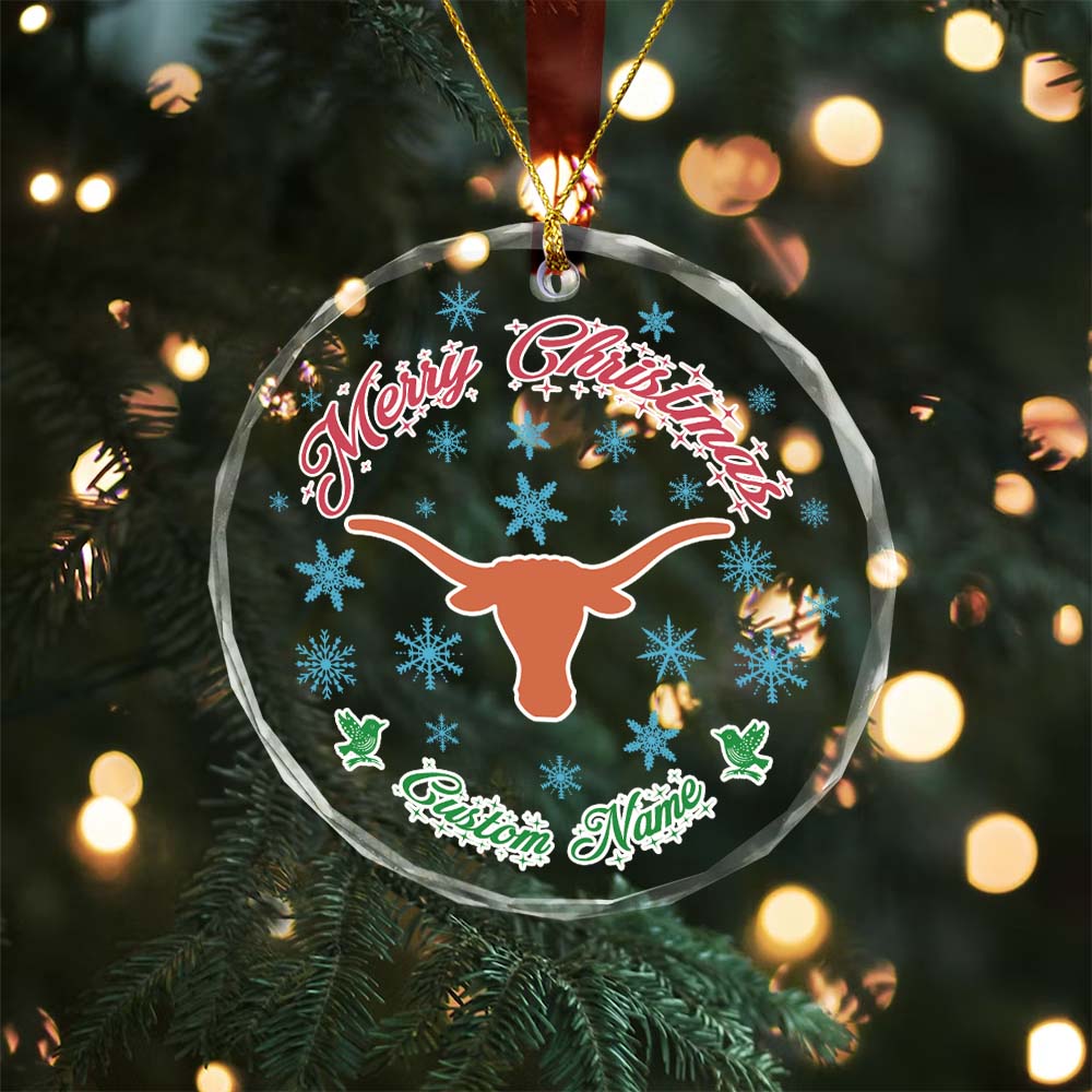 Sportswearmerch Texas Longhorns NCAA x Christmas Glass Ornament Gift For Fans