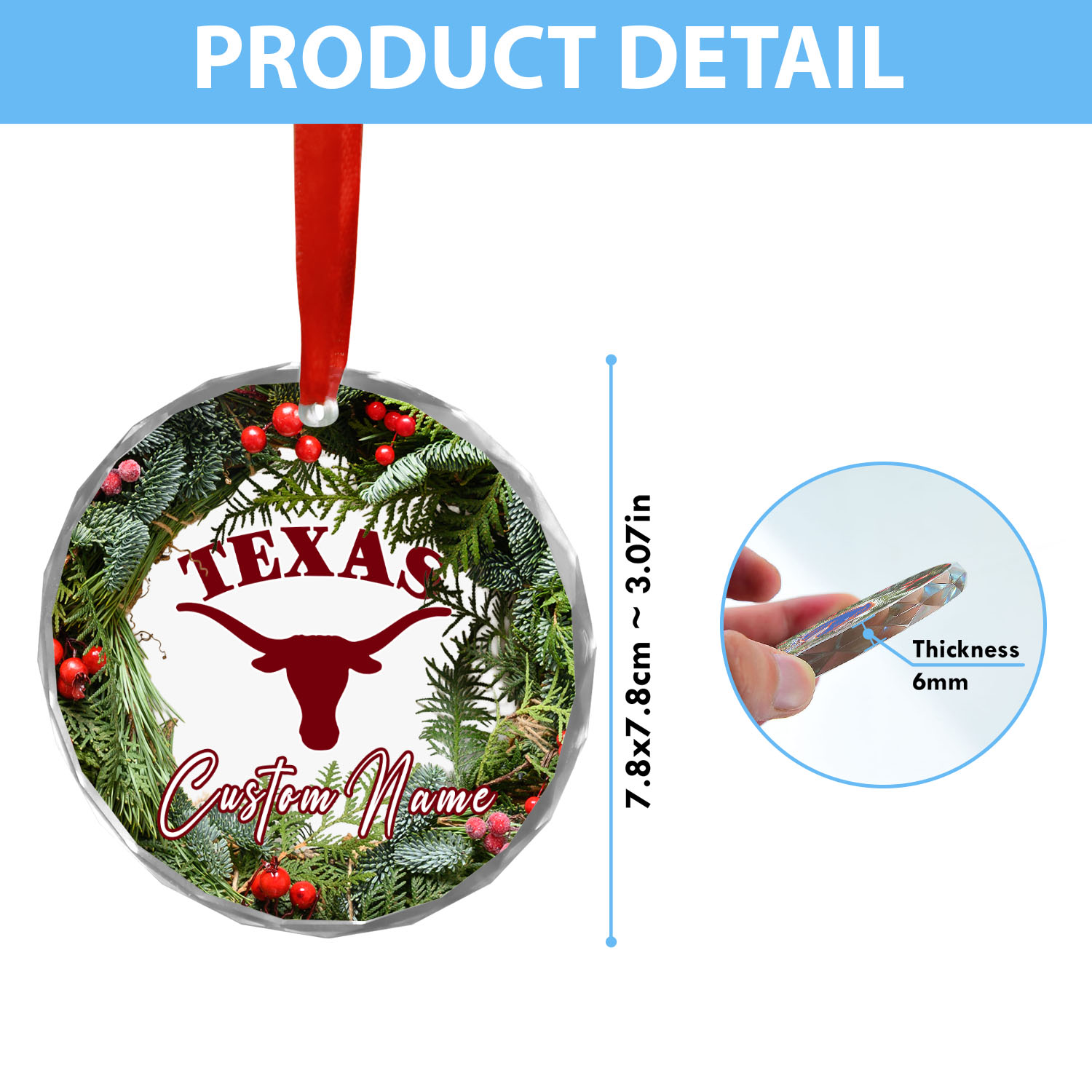 Sportswearmerch Texas Longhorns NCAA x Christmas Glass Ornament Gift For Fans