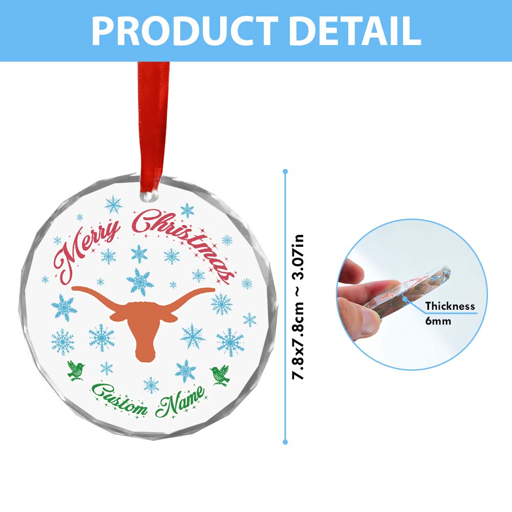 Sportswearmerch Texas Longhorns NCAA x Christmas Glass Ornament Gift For Fans
