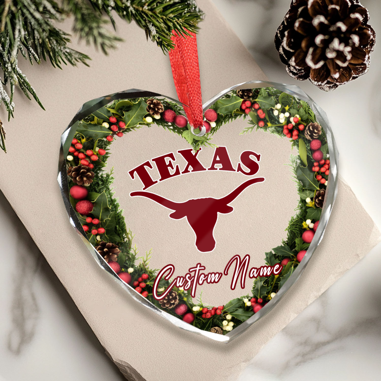 Sportswearmerch Texas Longhorns NCAA x Christmas Glass Ornament Gift For Fans