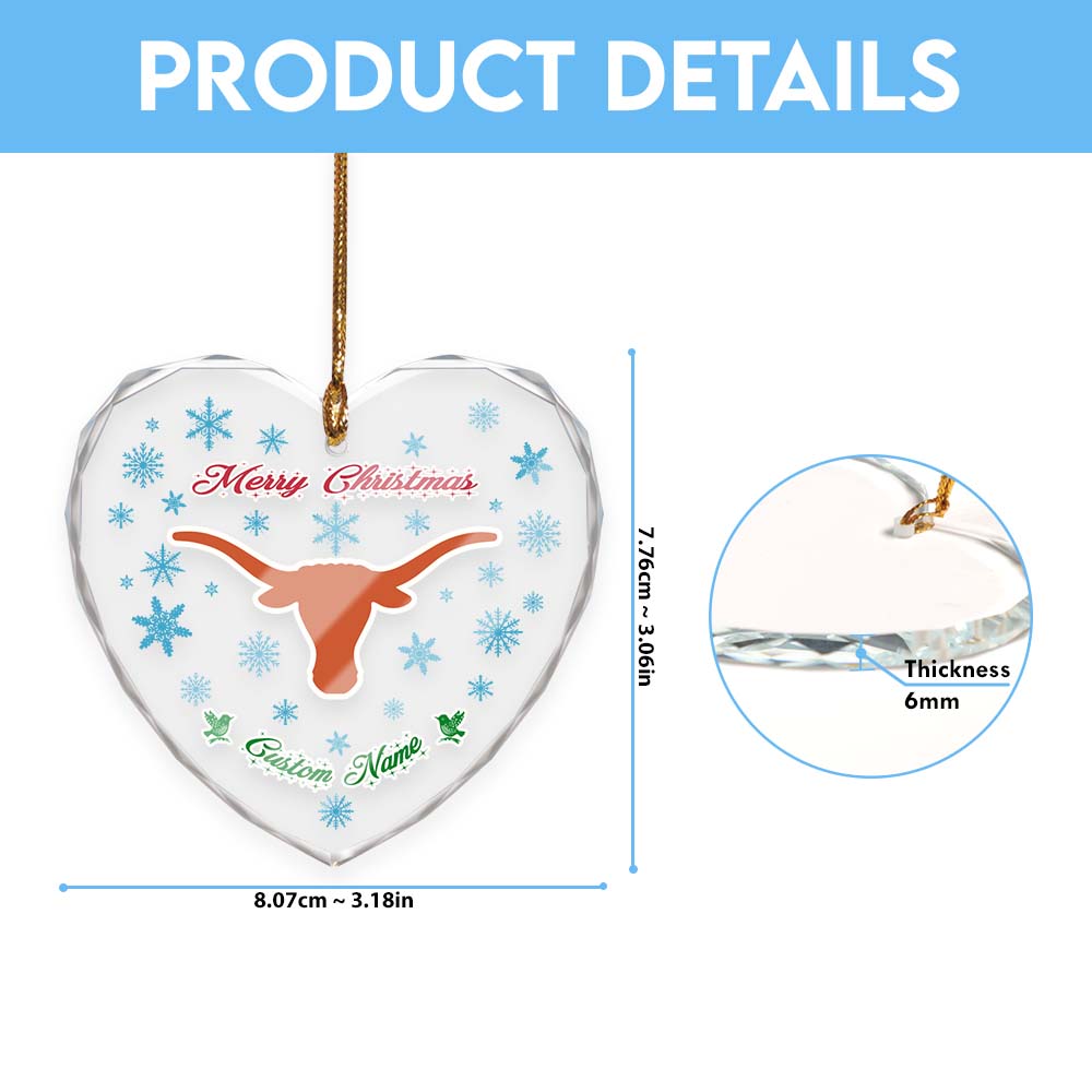 Sportswearmerch Texas Longhorns NCAA x Christmas Glass Ornament Gift For Fans