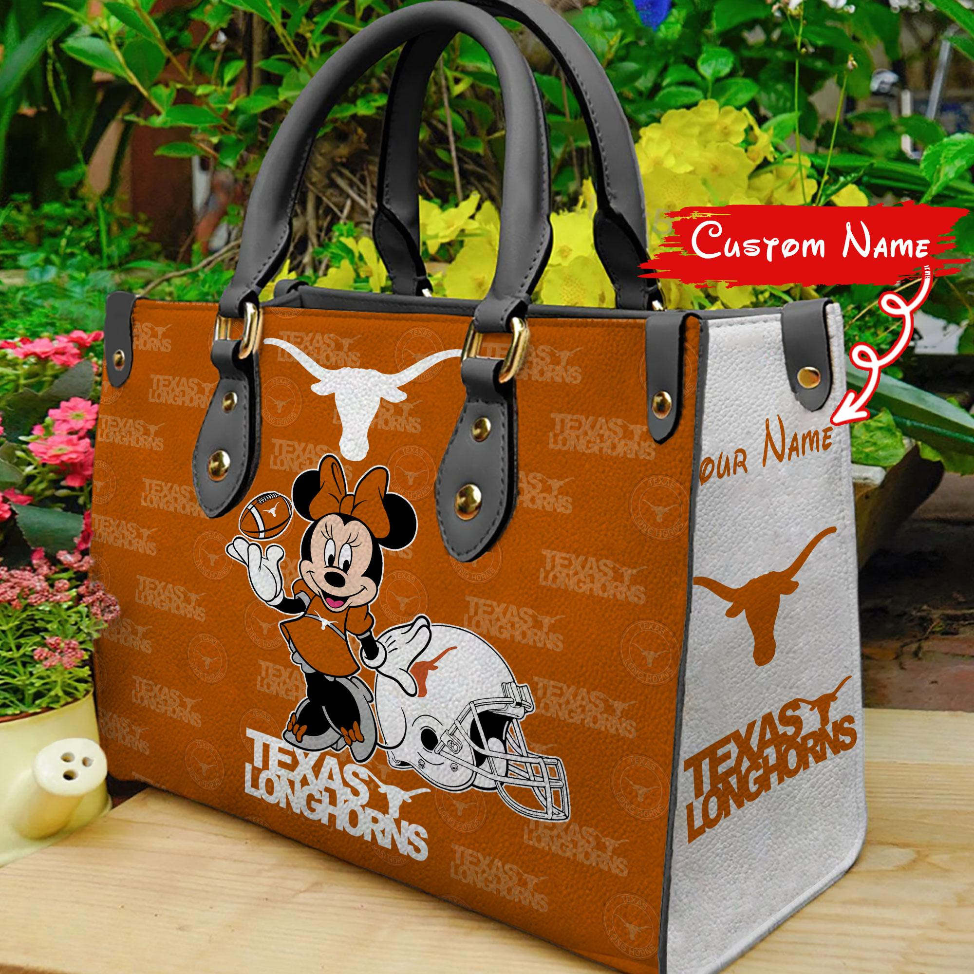 Sportswearmerch Texas Longhorns NCAA x Minnie Women Leather Handbag For Fan
