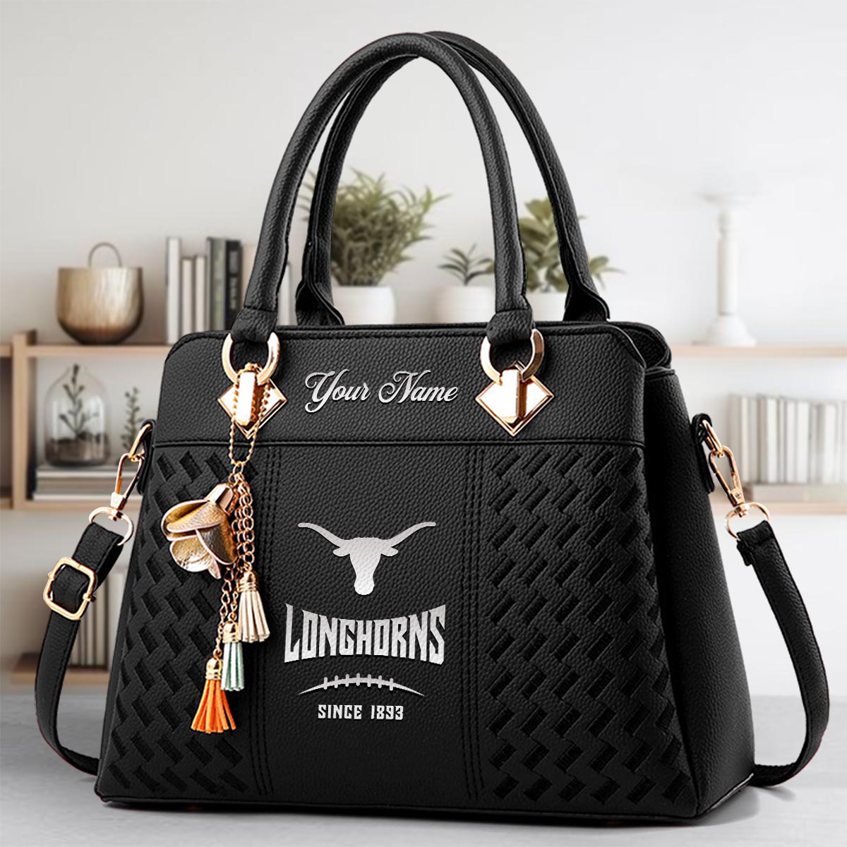 Sportswearmerch Texas Longhorns NCAA Zip Leather Handbag For Fan