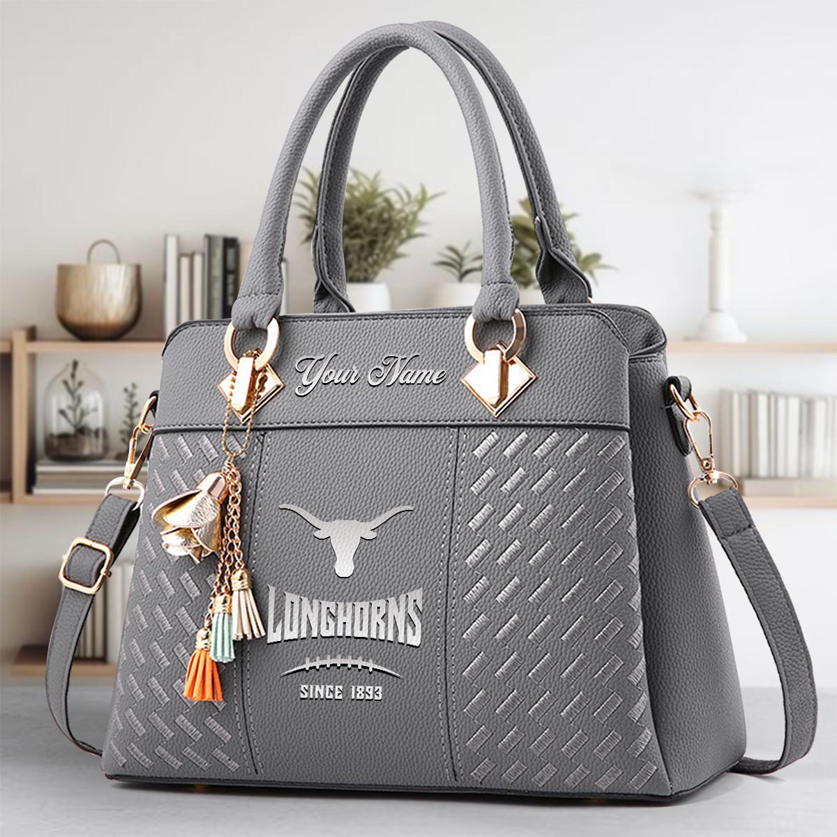 Sportswearmerch Texas Longhorns NCAA Zip Leather Handbag For Fan