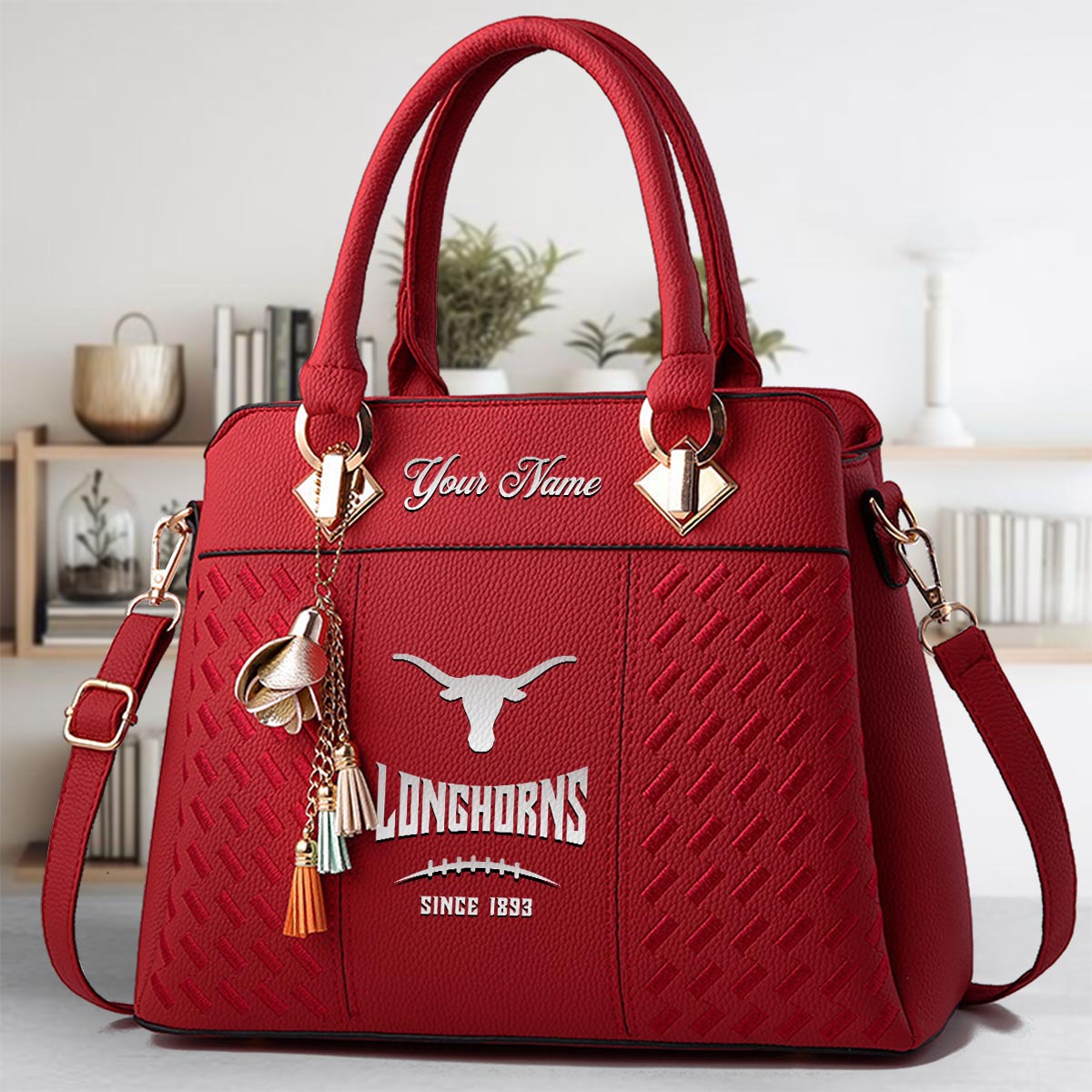 Sportswearmerch Texas Longhorns NCAA Zip Leather Handbag For Fan