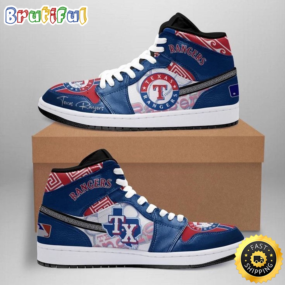 Sportswearmerch Texas Rangers MLB AJ1 High Sneakers Shoes For Men And Women