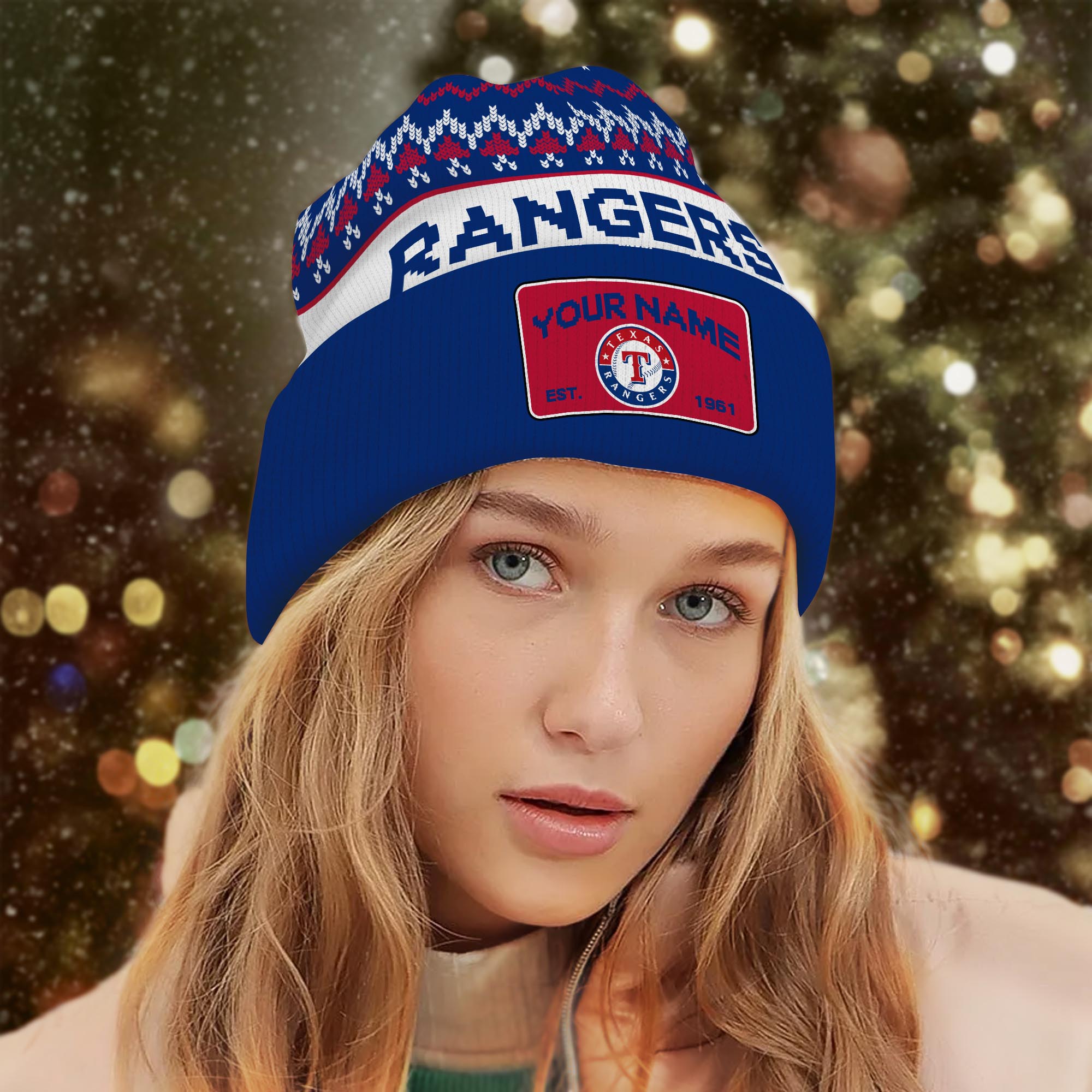 Sportswearmerch Texas Rangers MLB Christmas Beanie Hat For Fan