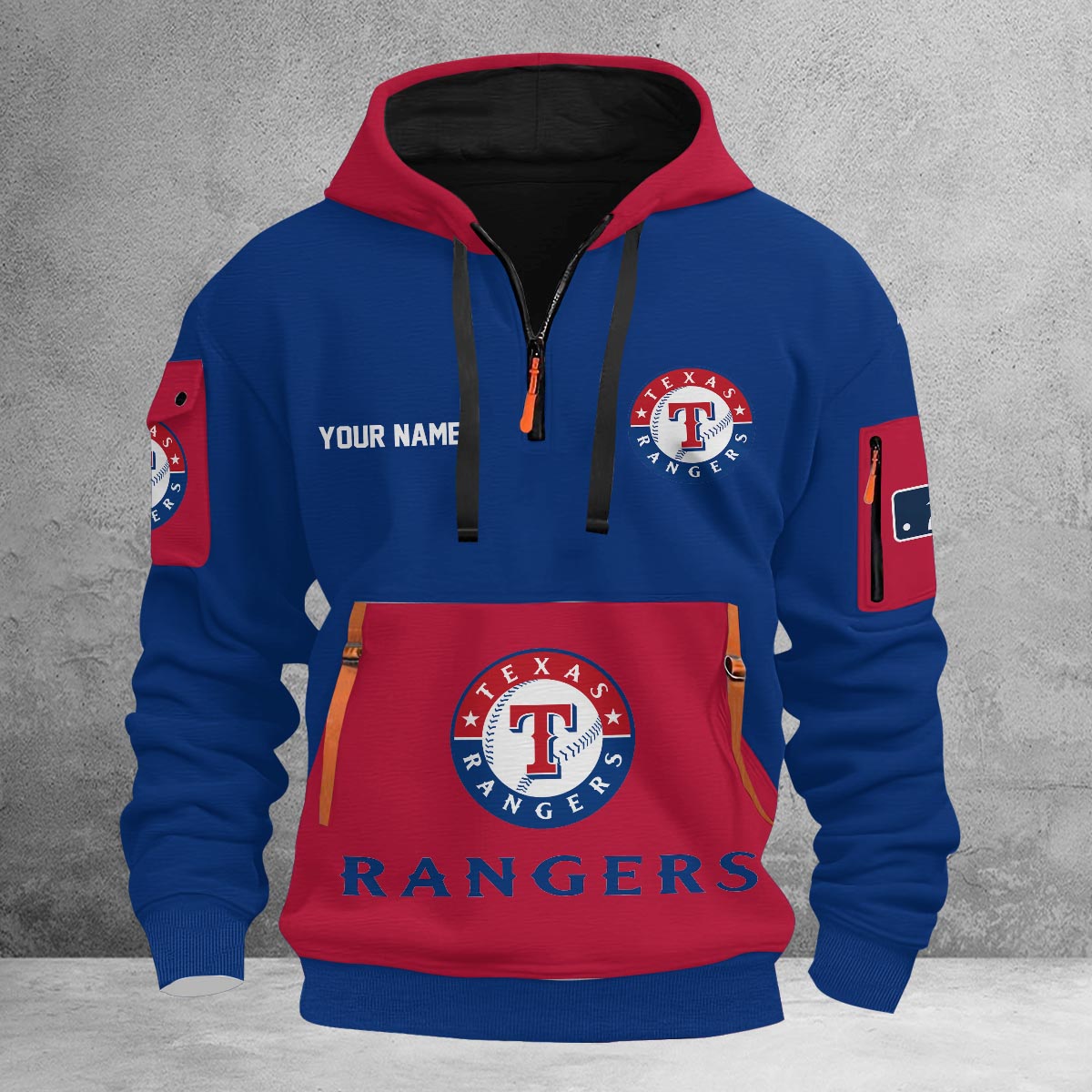 Sportswearmerch Texas Rangers MLB Half Zip Hoodie Personalized For Fan