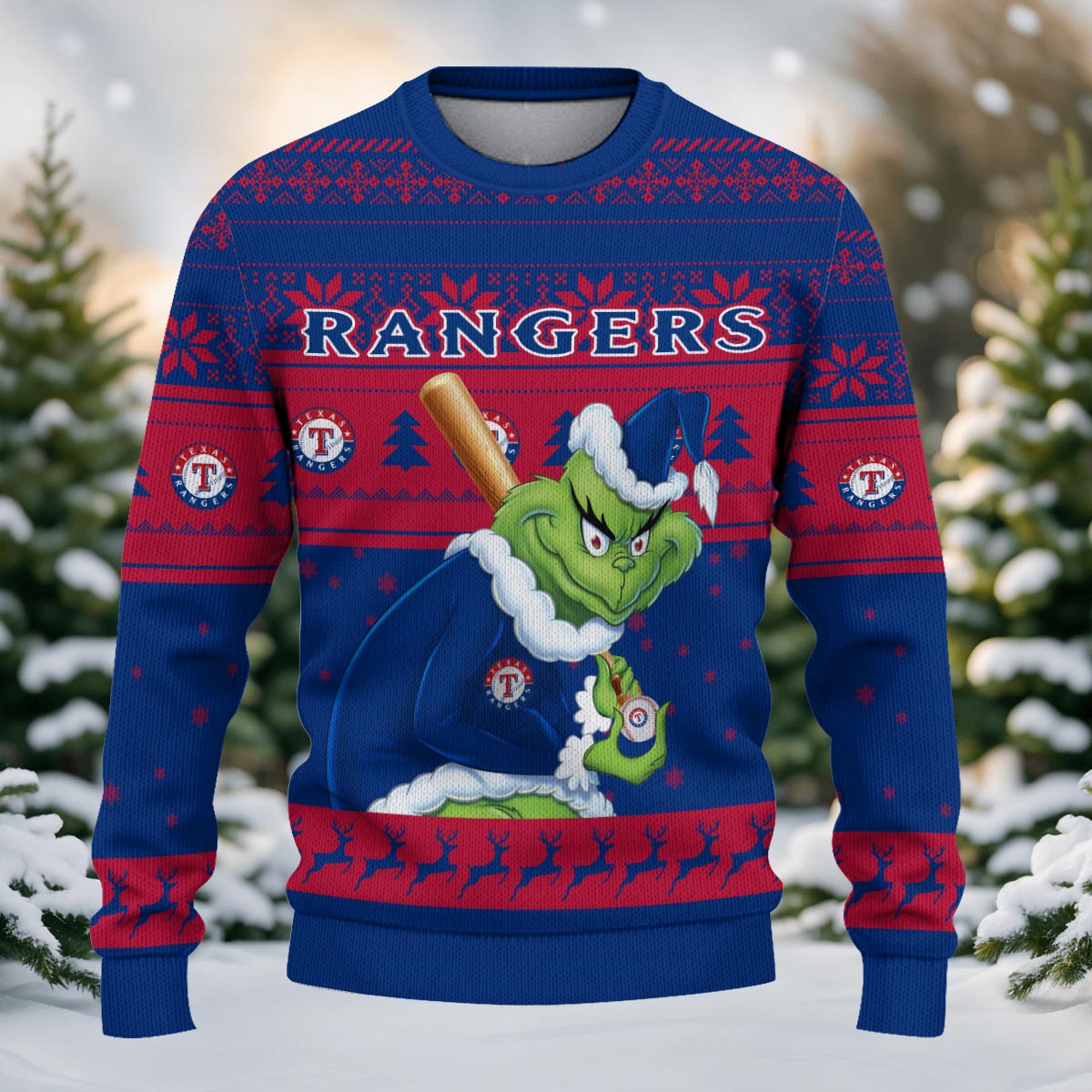 Sportswearmerch Texas Rangers MLB x Grinch Christmas Ugly Sweater For Fans