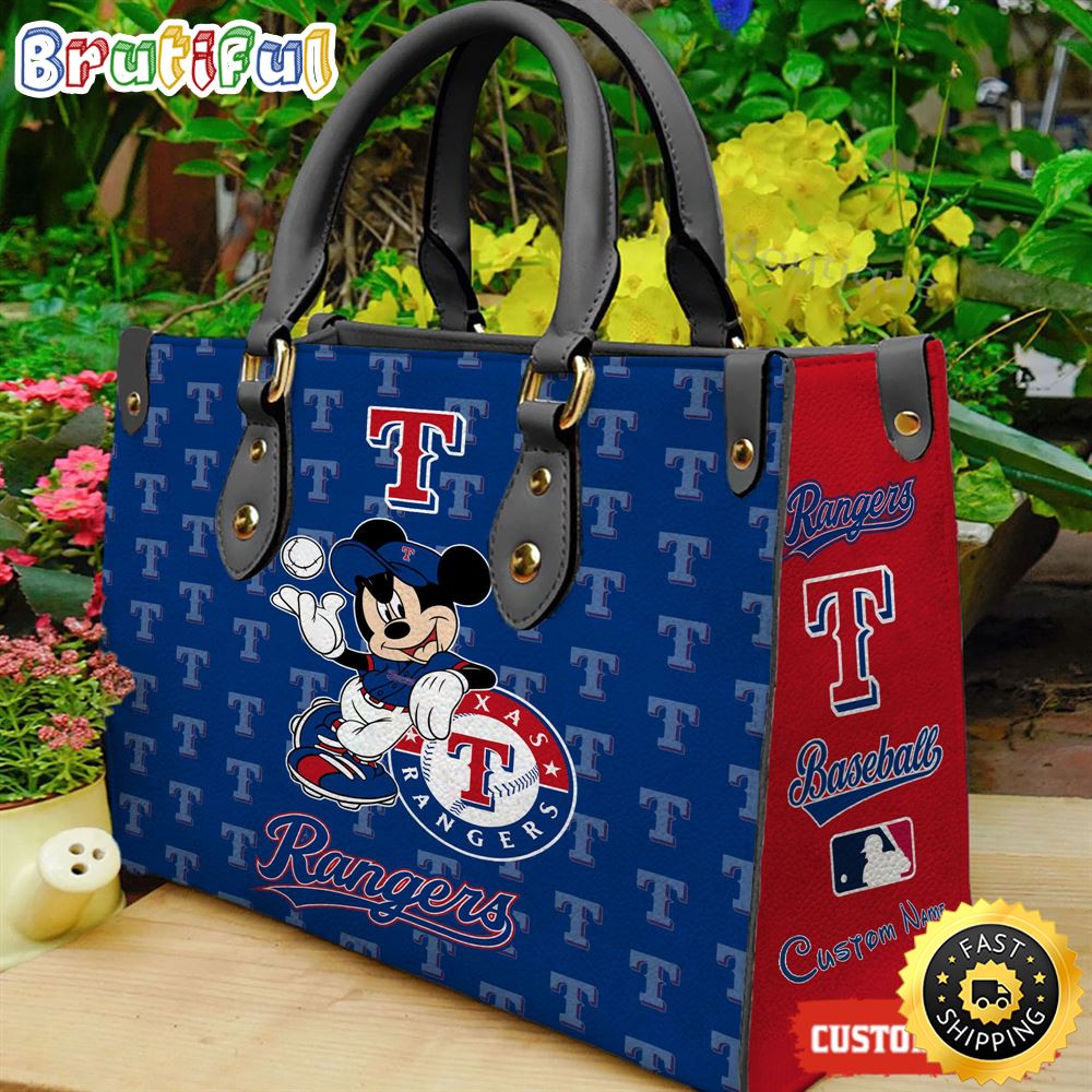 Sportswearmerch Texas Rangers MLB x Mickey Leather Handbag For Fan