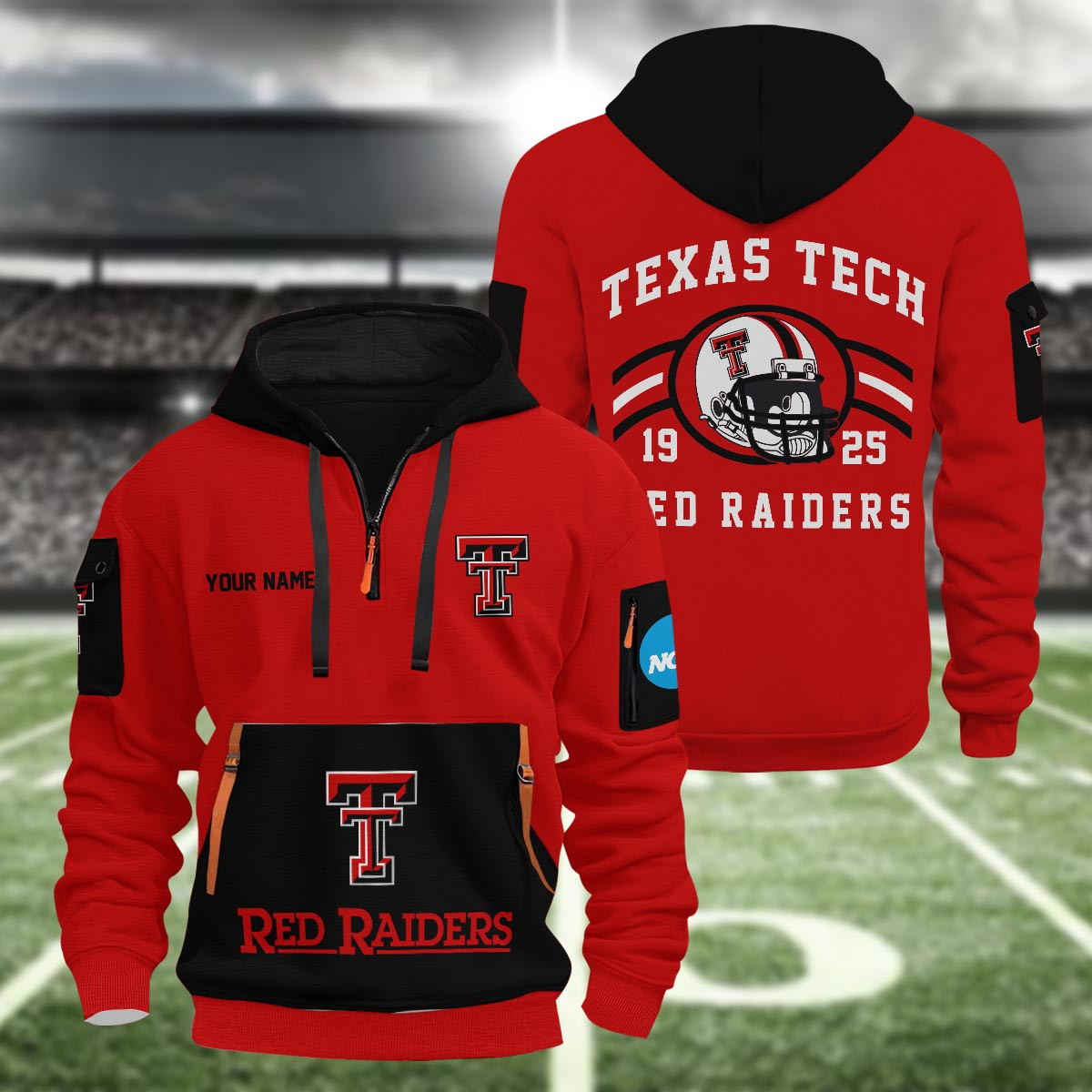 Sportswearmerch Texas Tech Red Raiders NCAA Half Zip Hoodie Personalized For Fan