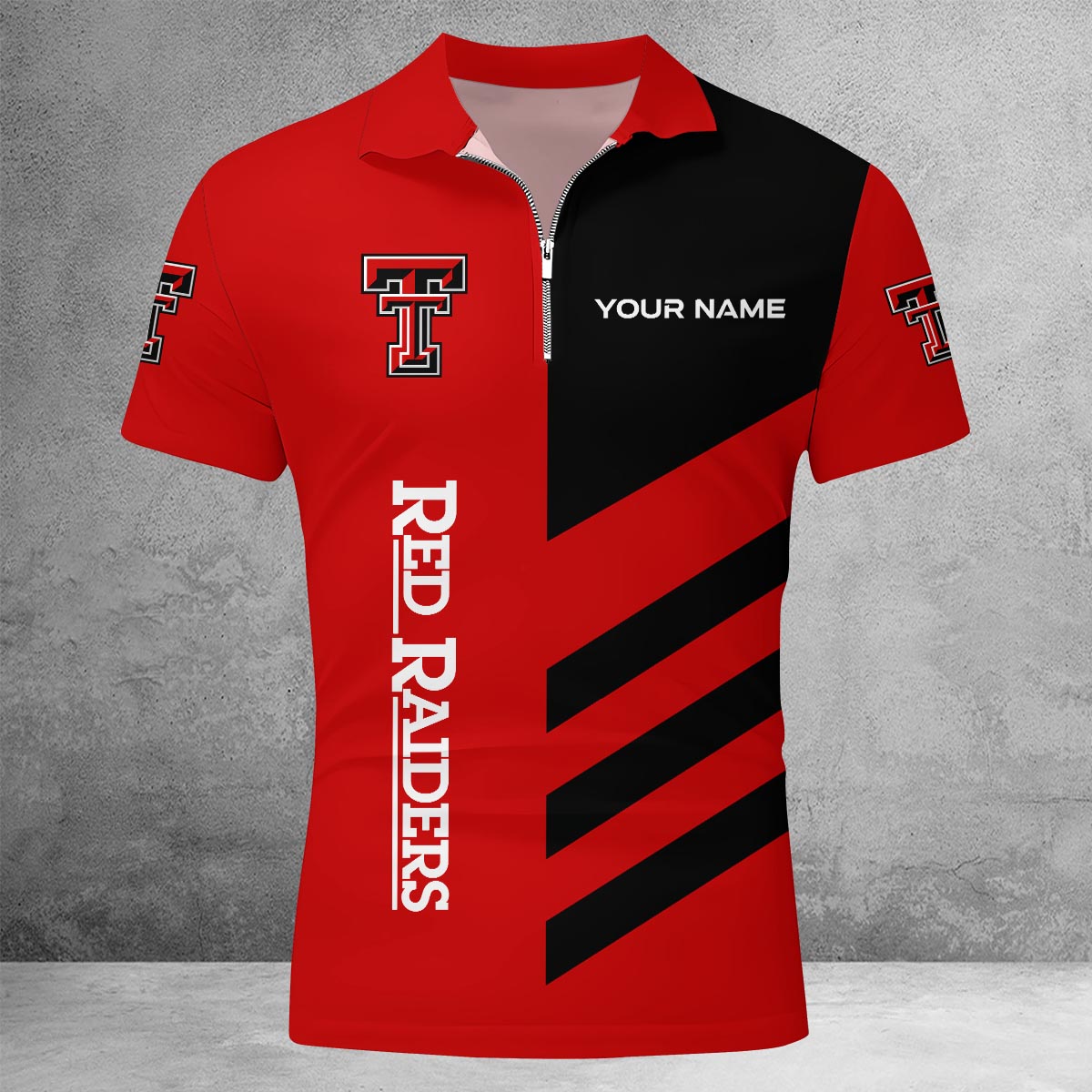 Sportswearmerch Texas Tech Red Raiders NCAA Lapel Zip Polo Shirt For Fan