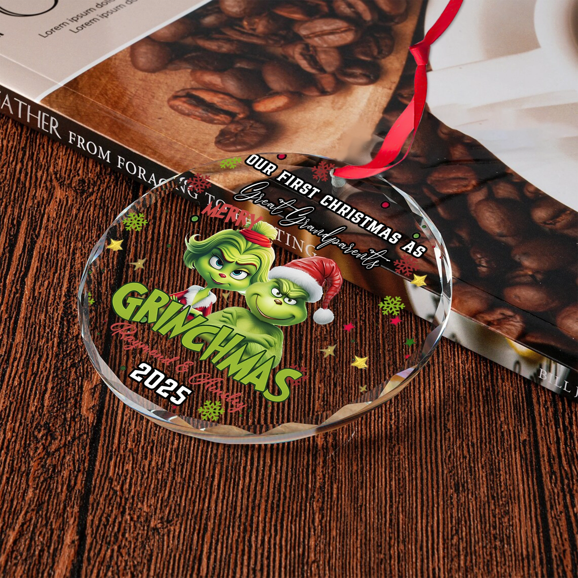 Sportswearmerch The Grinch x Christmas Glass Ornament Gift For Fan
