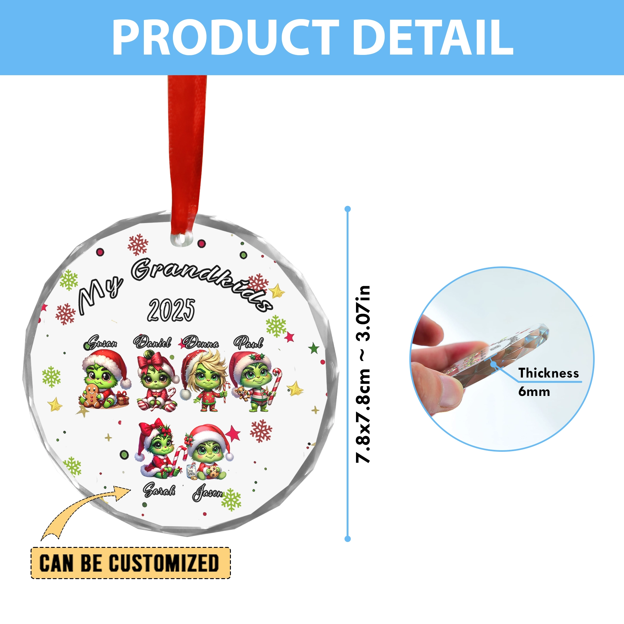 Sportswearmerch The Grinch x Christmas Glass Ornament Gift For Fan