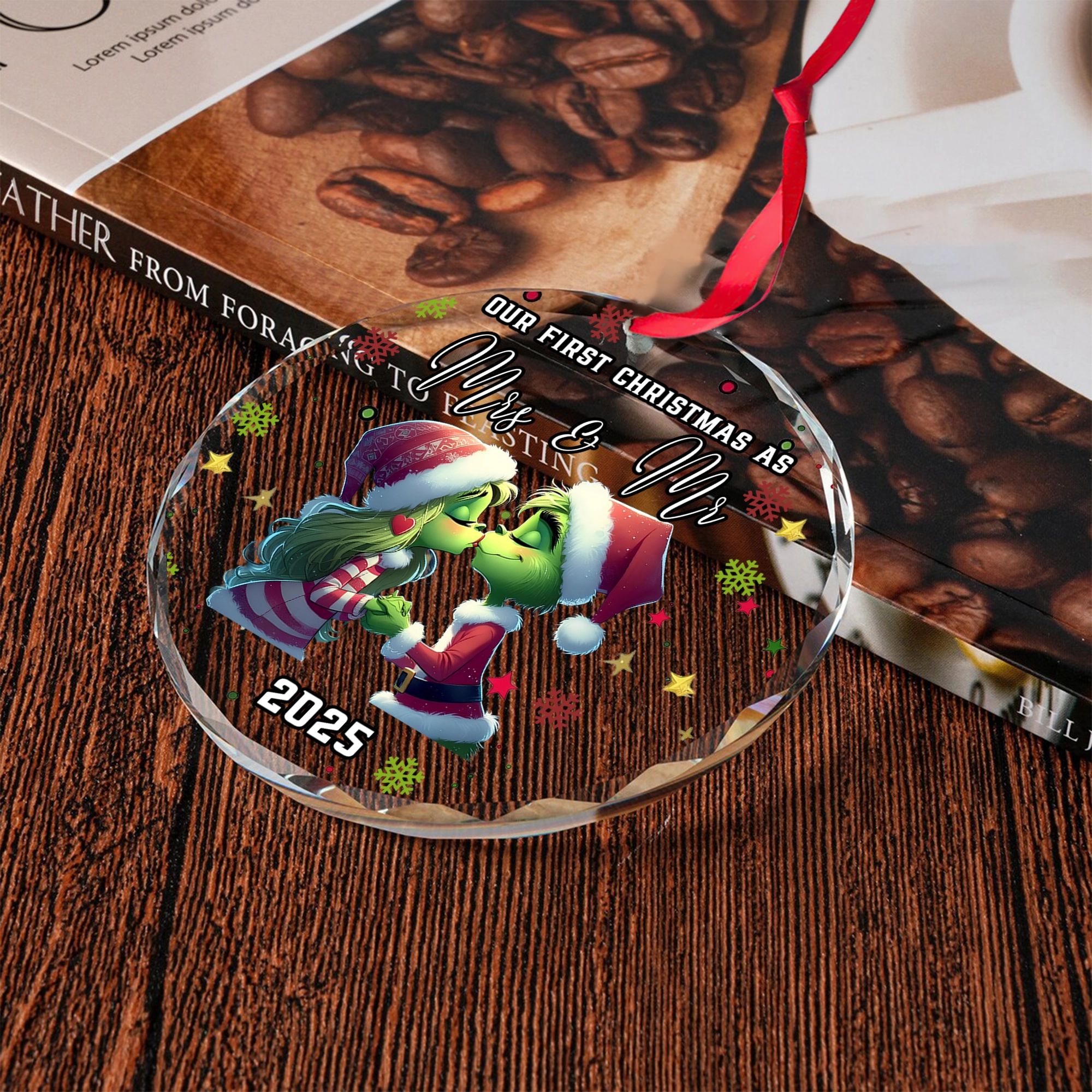 Sportswearmerch The Grinch x Christmas Glass Ornament Gift For Fan