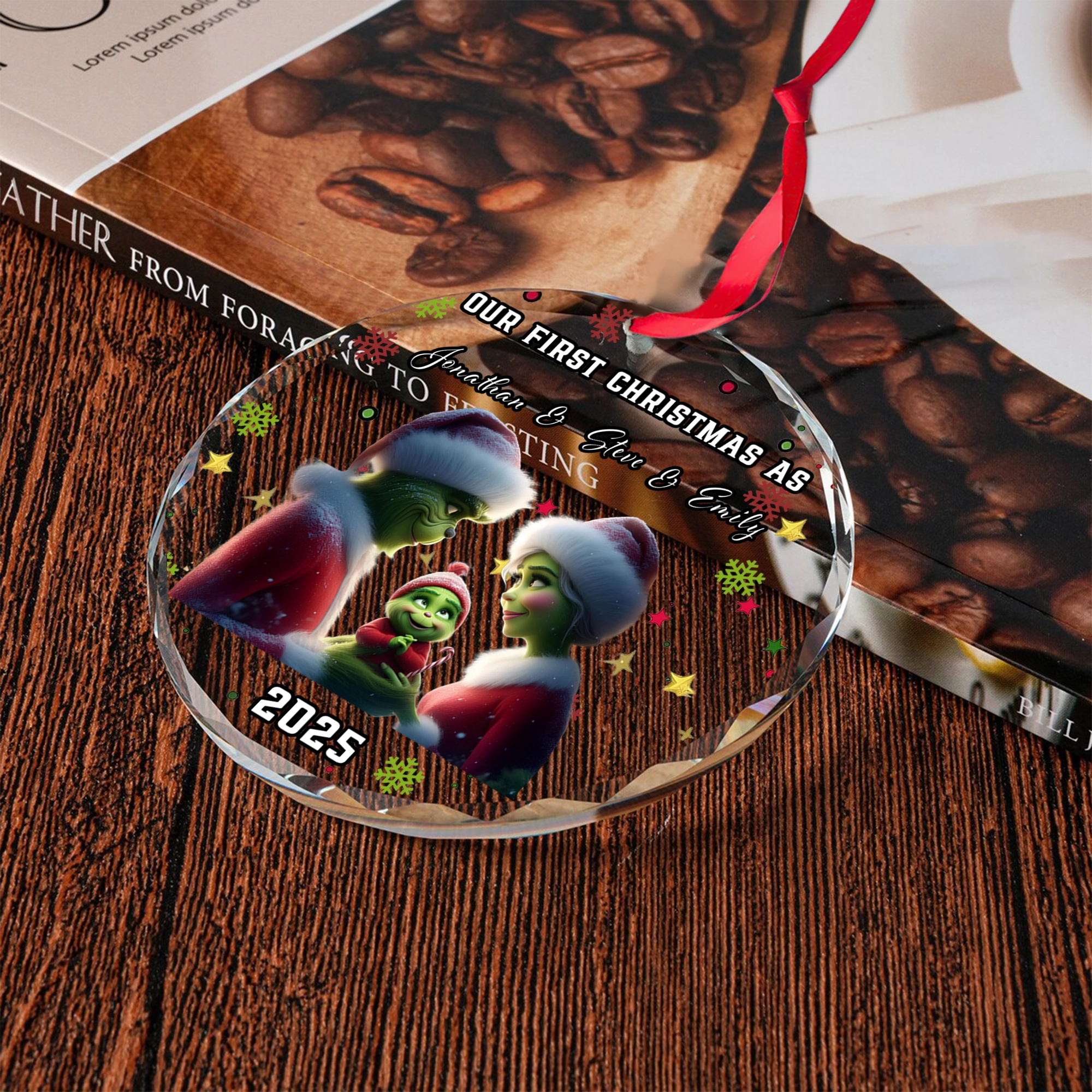 Sportswearmerch The Grinch x Christmas Glass Ornament Gift For Fan