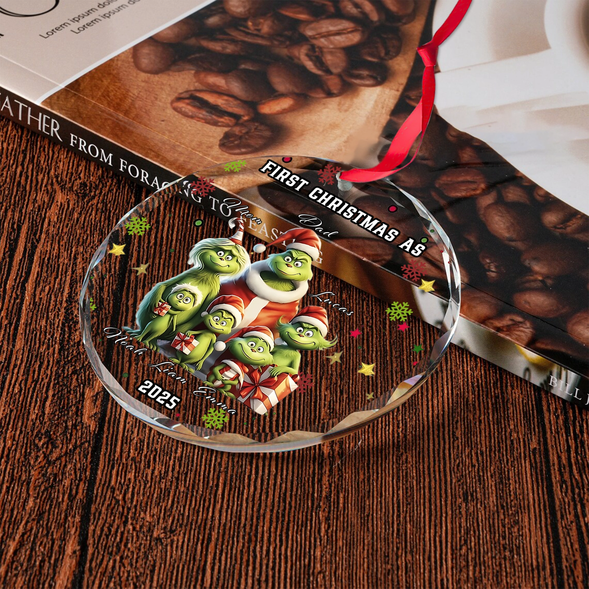 Sportswearmerch The Grinch x Christmas Glass Ornament Gift For Fan
