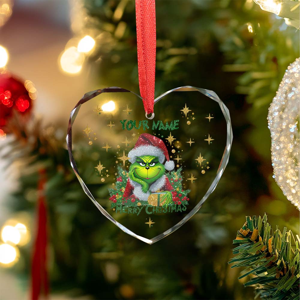 Sportswearmerch The Grinch x Christmas Glass Ornament Gift For Fans