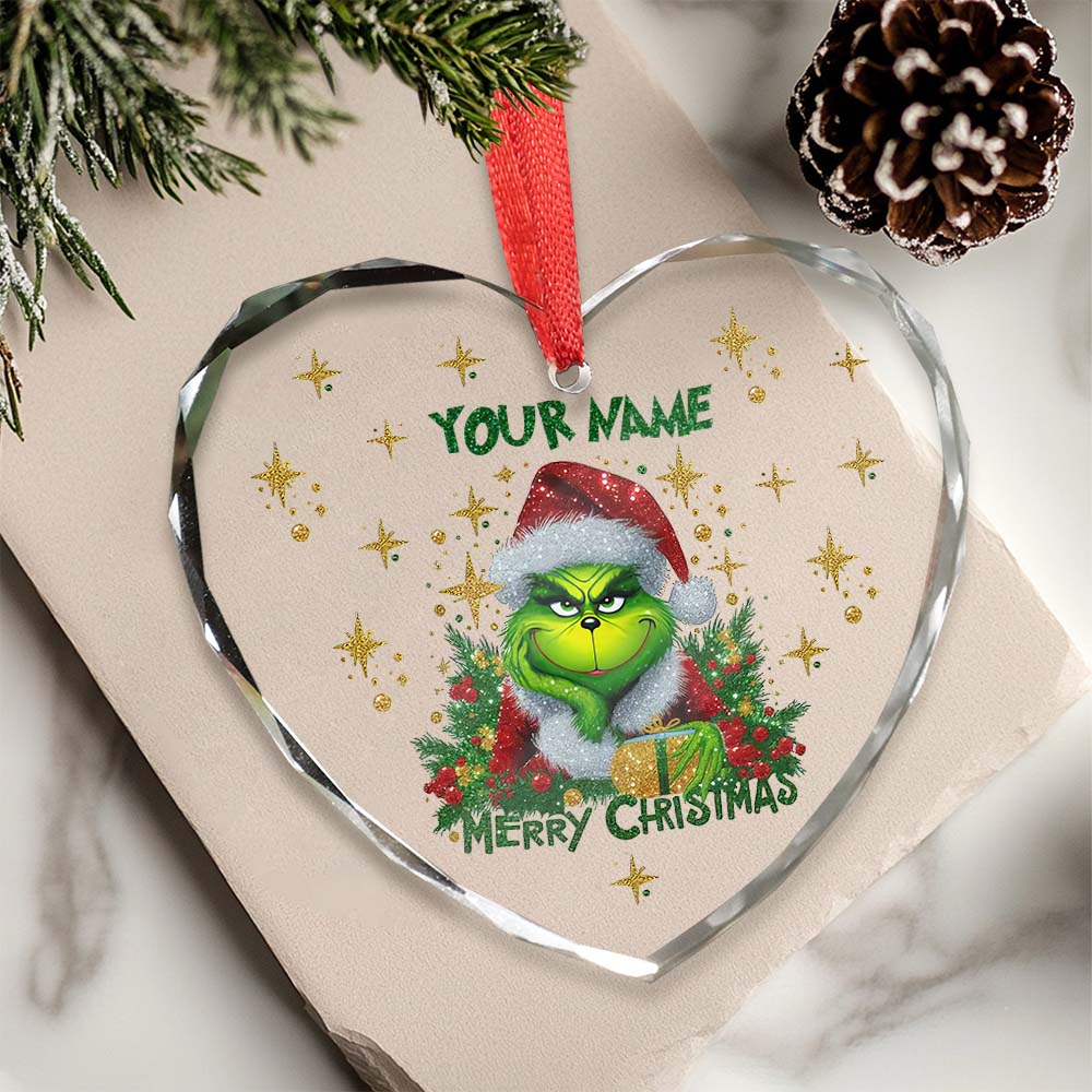 Sportswearmerch The Grinch x Christmas Glass Ornament Gift For Fans