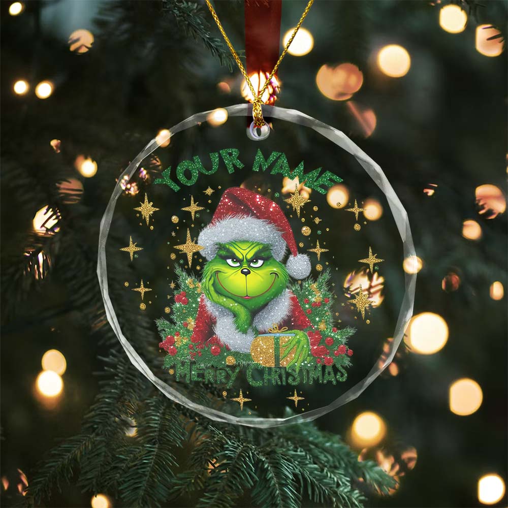 Sportswearmerch The Grinch x Christmas Glass Ornament Gift For Fans