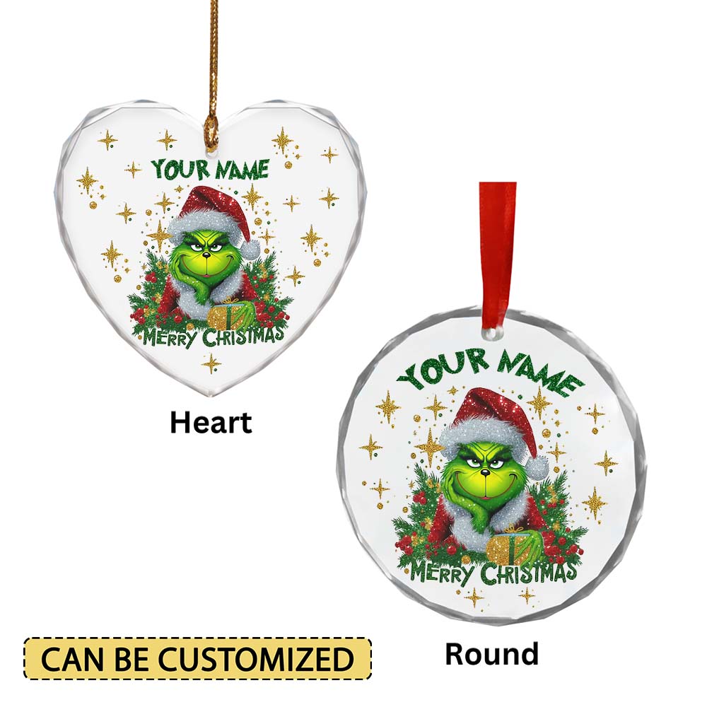 Sportswearmerch The Grinch x Christmas Glass Ornament Gift For Fans