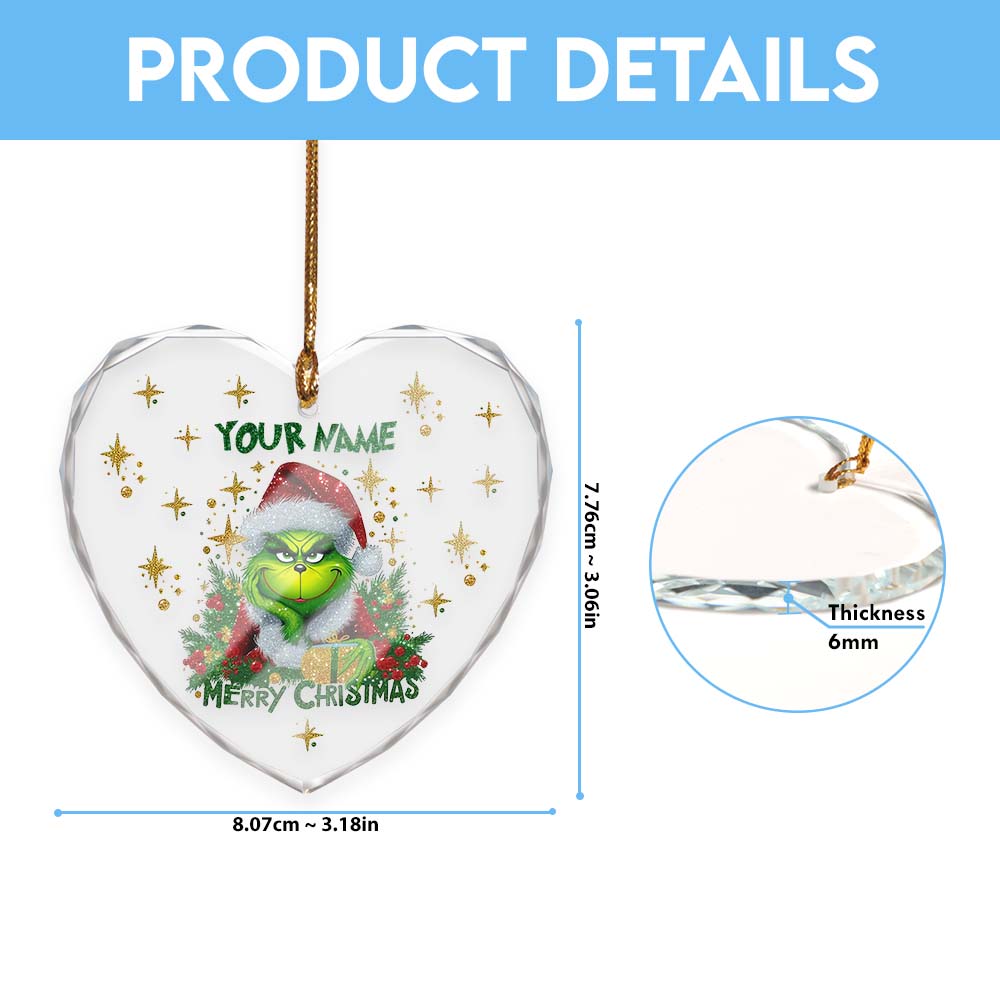 Sportswearmerch The Grinch x Christmas Glass Ornament Gift For Fans