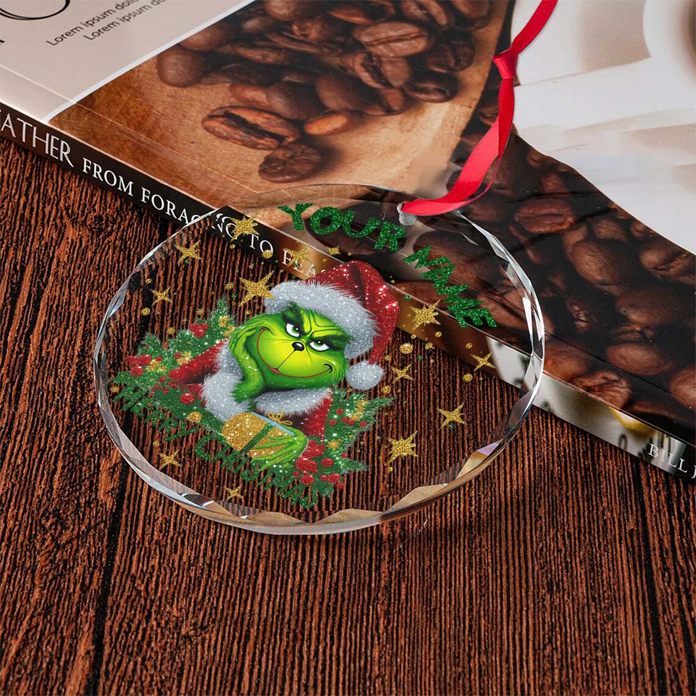 Sportswearmerch The Grinch x Christmas Glass Ornament Gift For Fans