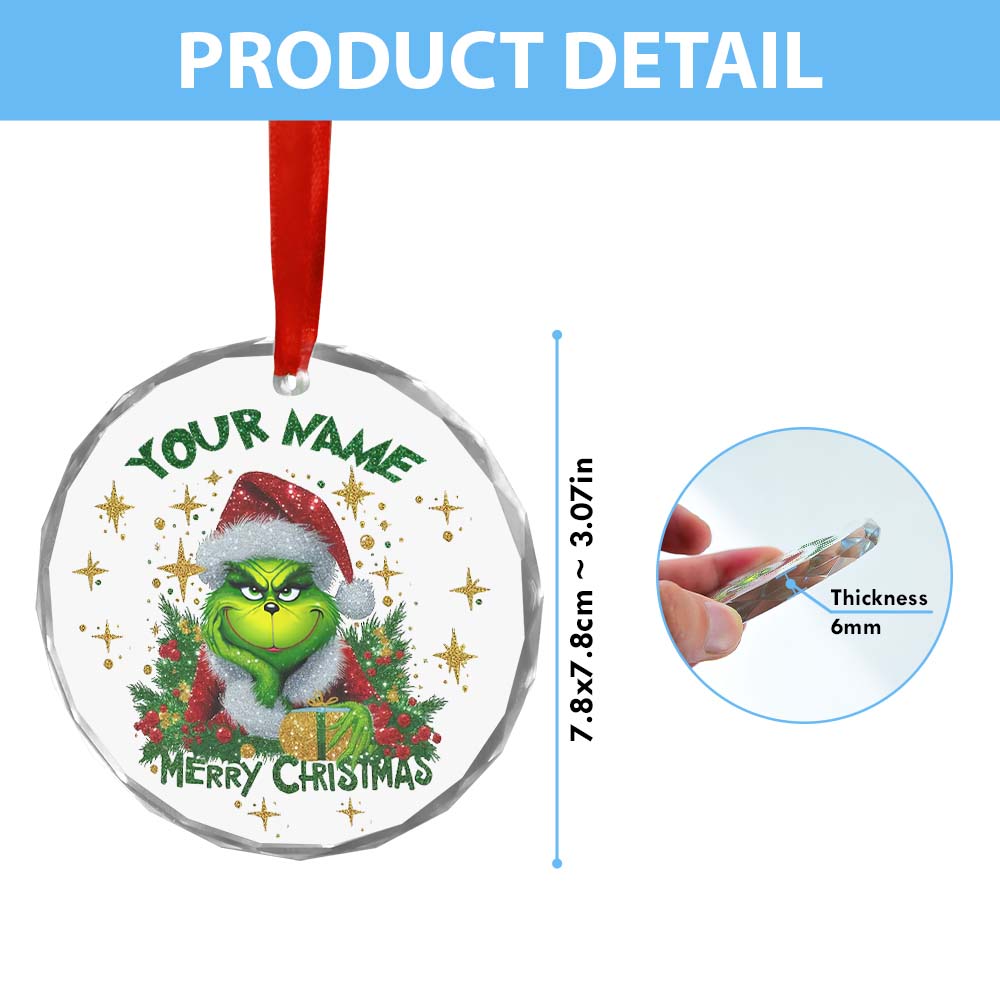 Sportswearmerch The Grinch x Christmas Glass Ornament Gift For Fans
