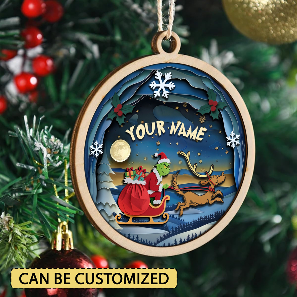 Sportswearmerch The Grinch x Christmas Wooden Ornament Gift For Fans