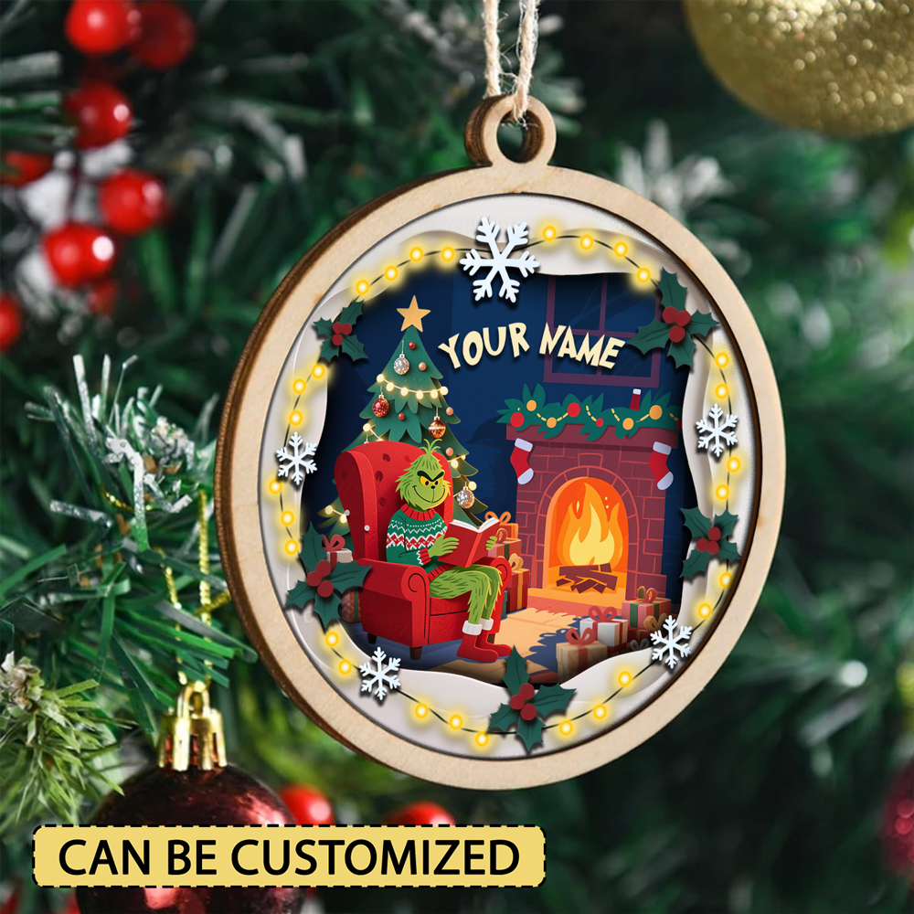 Sportswearmerch The Grinch x Christmas Wooden Ornament Gift For Fans