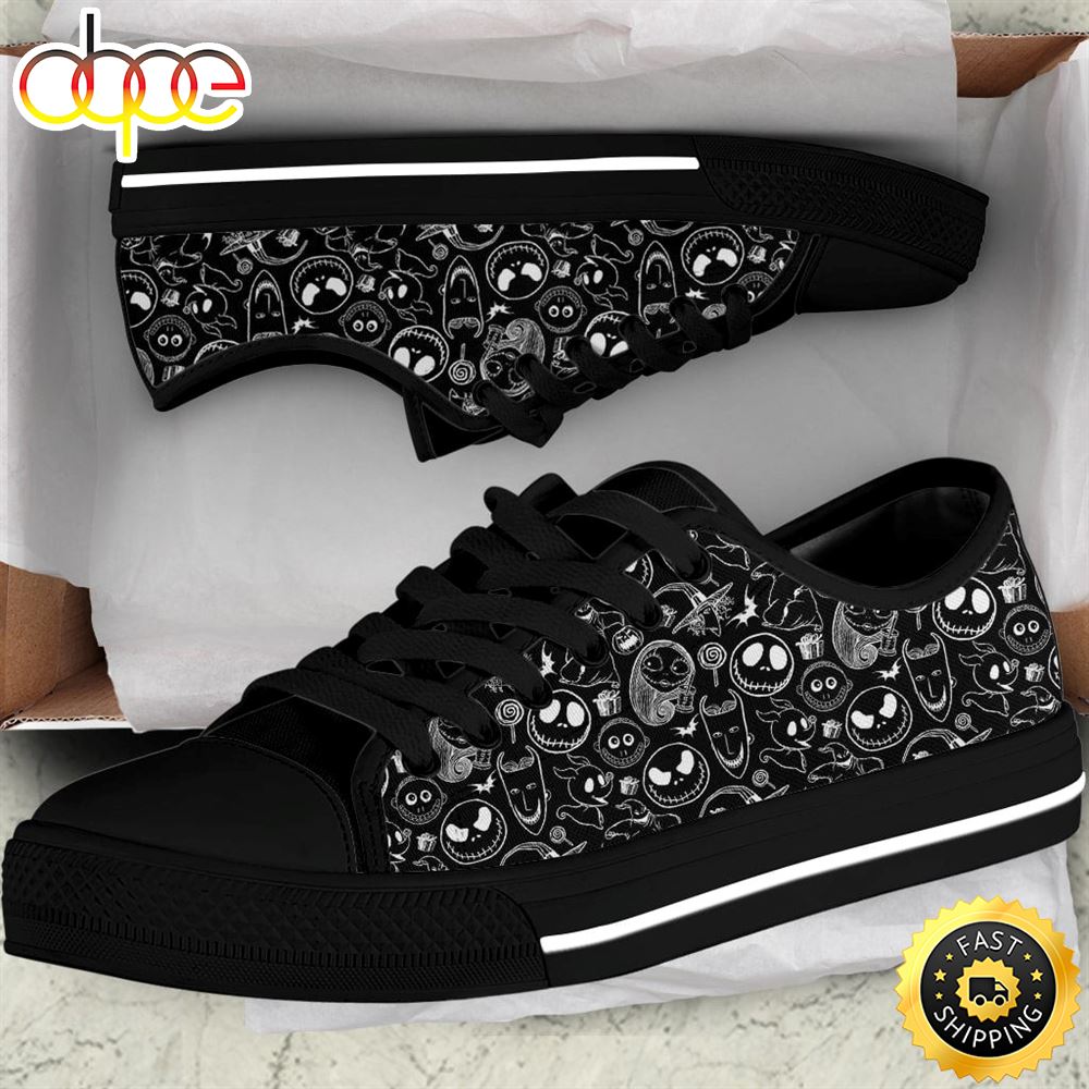 Sportswearmerch The Nightmare Before Christmas Characters Faces Women Low Top Canvas Sneakers Shoes For Men And Women