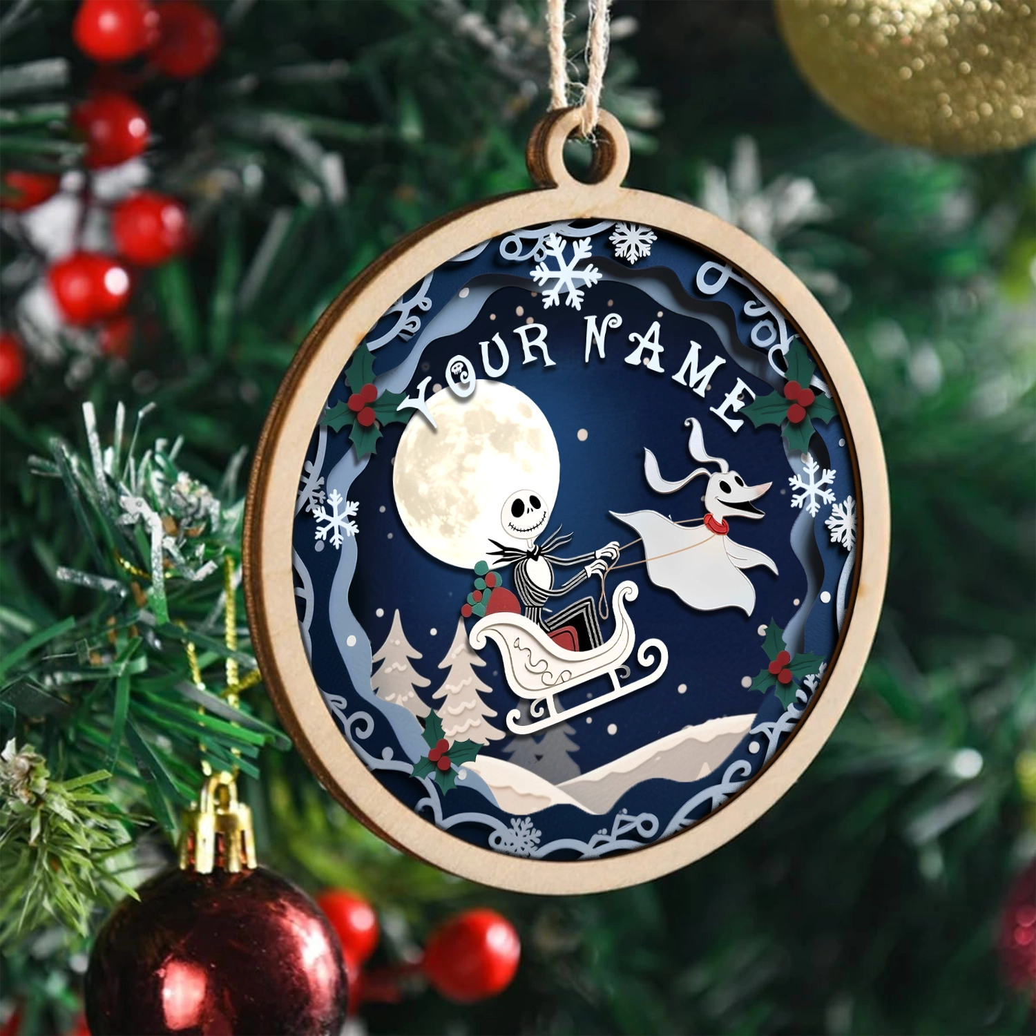 Sportswearmerch The Nightmare Before Christmas x Christmas Wooden Ornament Gift For Fans