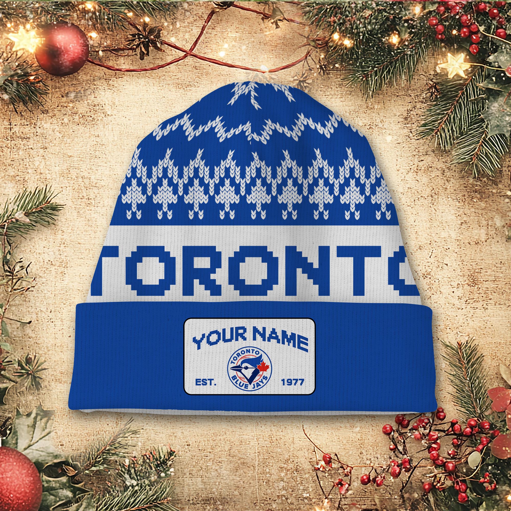 Sportswearmerch Toronto Blue Jays MLB Christmas Beanie Hat For Fan