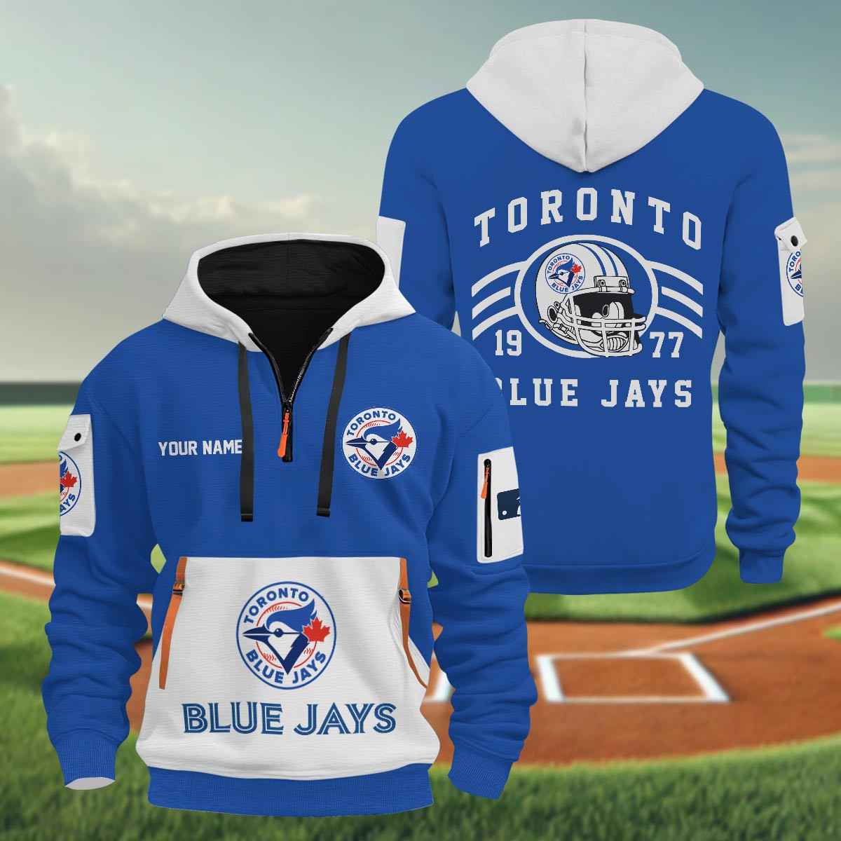 Sportswearmerch Toronto Blue Jays MLB Half Zip Hoodie Personalized For Fan