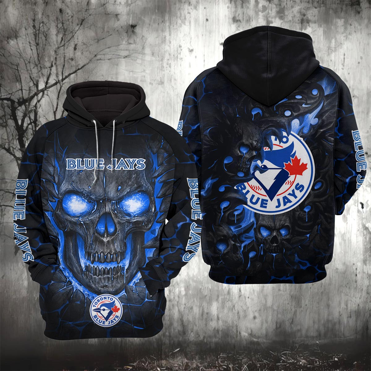 Sportswearmerch Toronto Blue Jays MLB Lava Skull Hoodie For Fan