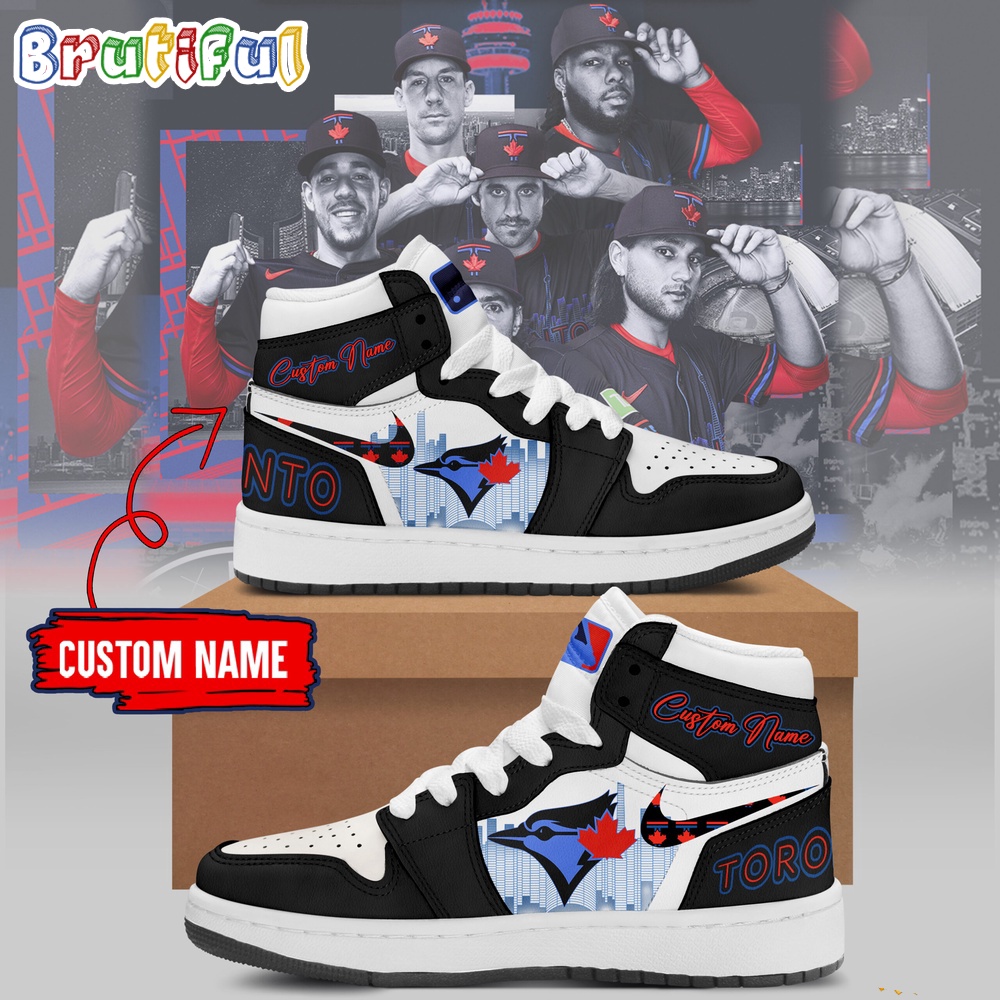 Sportswearmerch Toronto Blue Jays MLB Special City Connect AJ1 High Sneakers Shoes For Men And Women