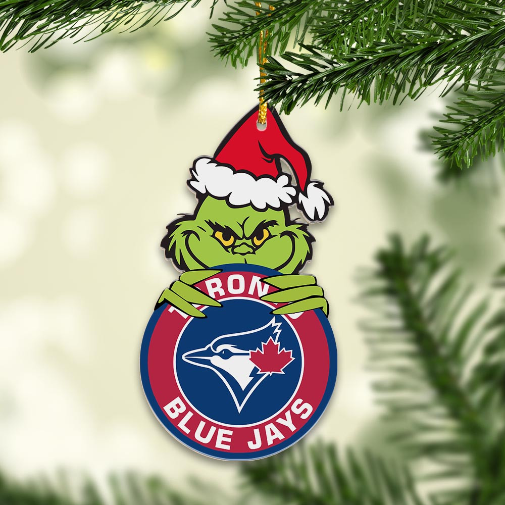 Sportswearmerch Toronto Blue Jays MLB x Grinch Christmas Acrylic Ornament For Fans