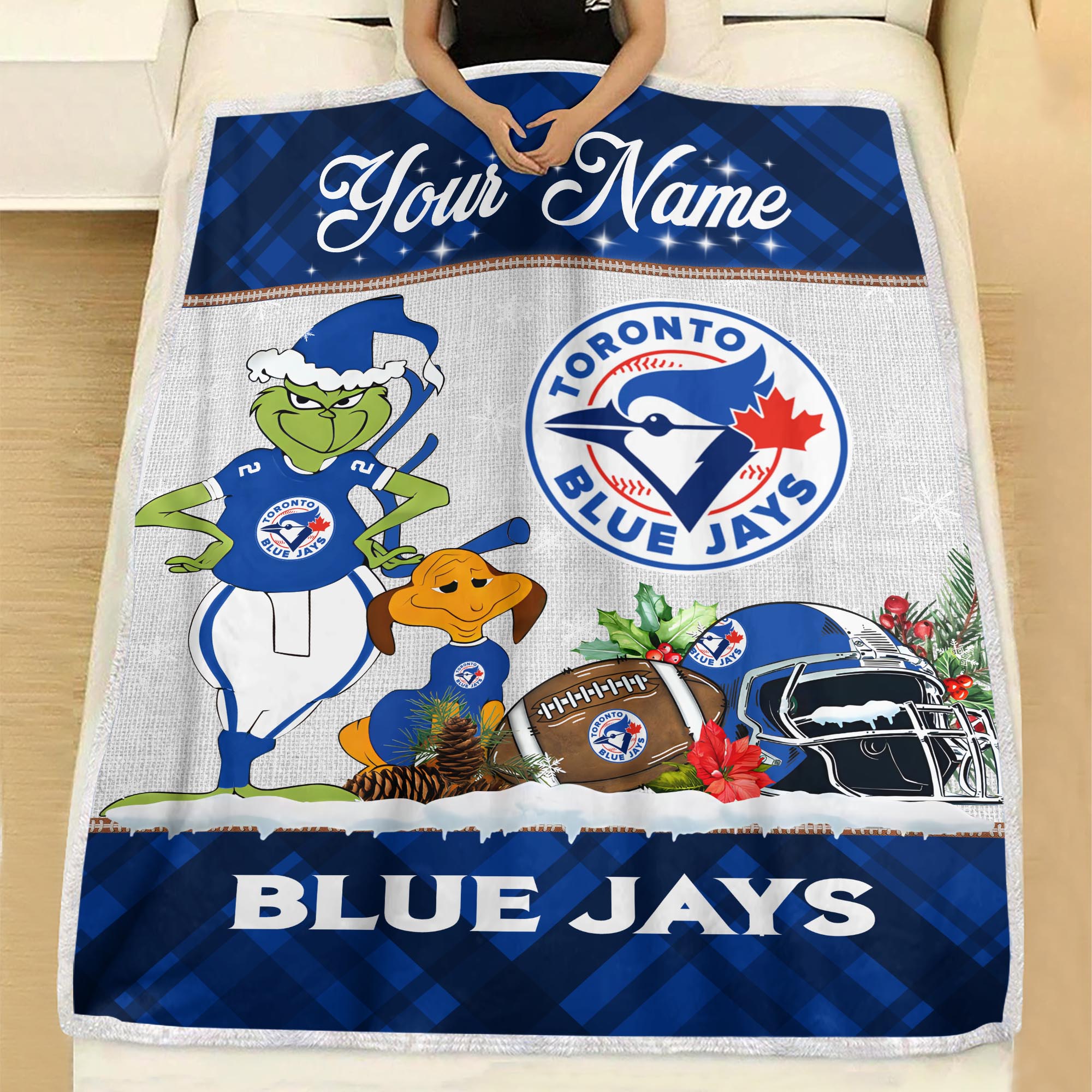 Sportswearmerch Toronto Blue Jays MLB x Grinch Christmas Fleece Blanket For Fan