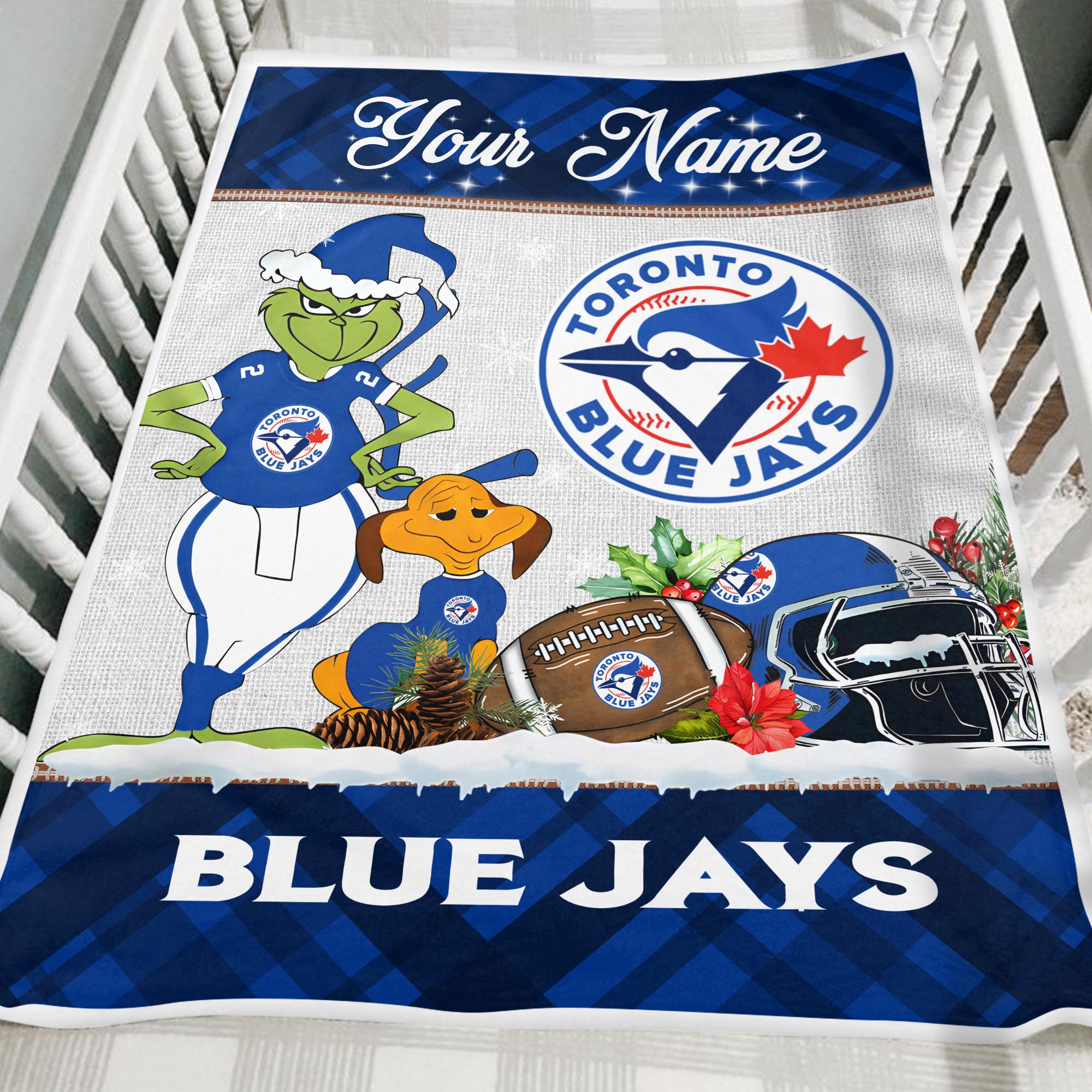 Sportswearmerch Toronto Blue Jays MLB x Grinch Christmas Fleece Blanket For Fan