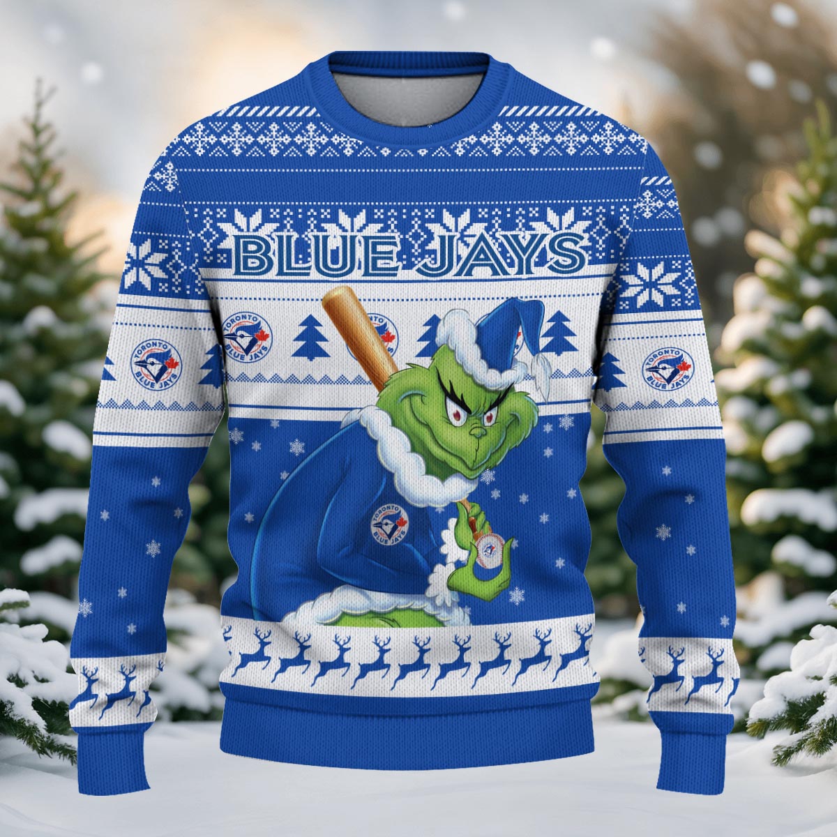 Sportswearmerch Toronto Blue Jays MLB x Grinch Christmas Ugly Sweater For Fans