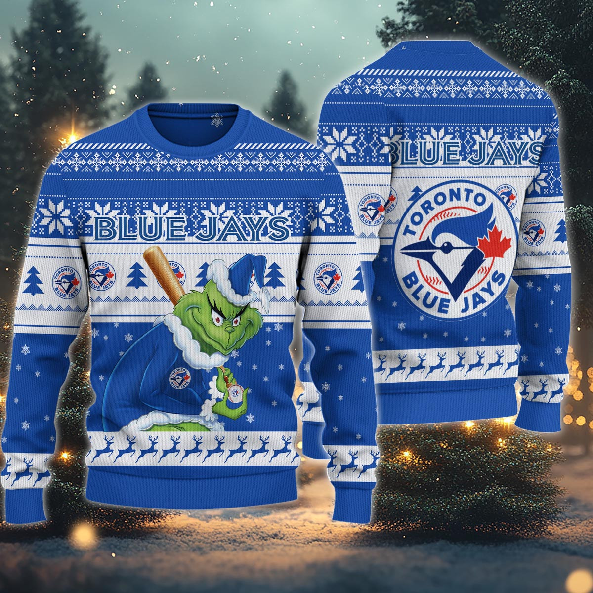 Sportswearmerch Toronto Blue Jays MLB x Grinch Christmas Ugly Sweater For Fans