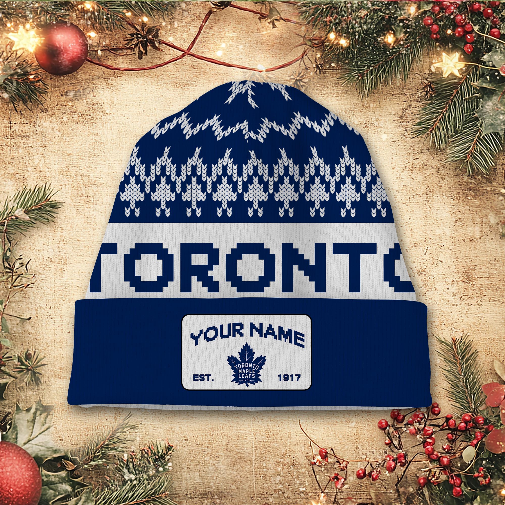 Sportswearmerch Toronto Maple Leafs NHL Christmas Beanie Hat For Fan