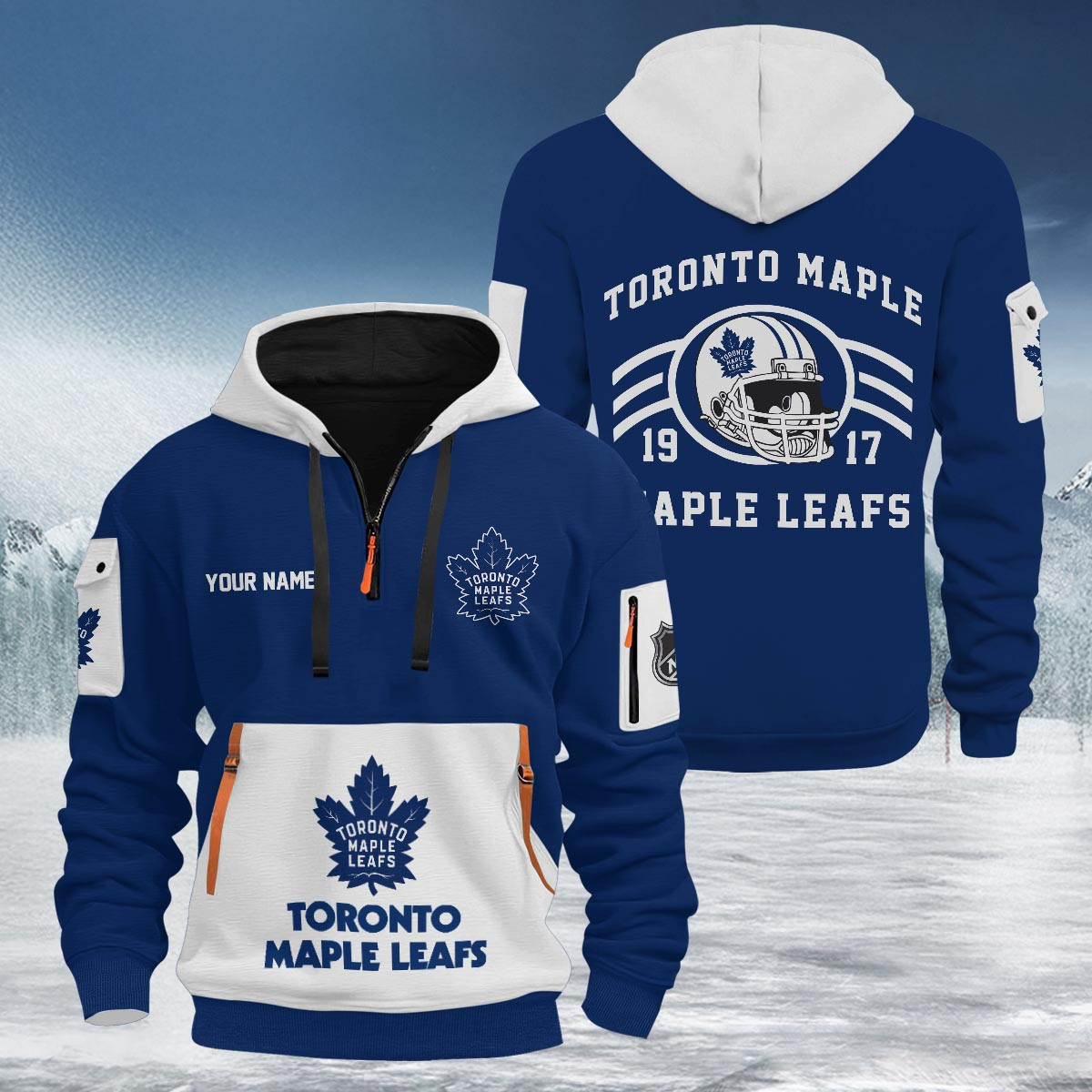 Sportswearmerch Toronto Maple Leafs NHL Half Zip Hoodie Personalized For Fan