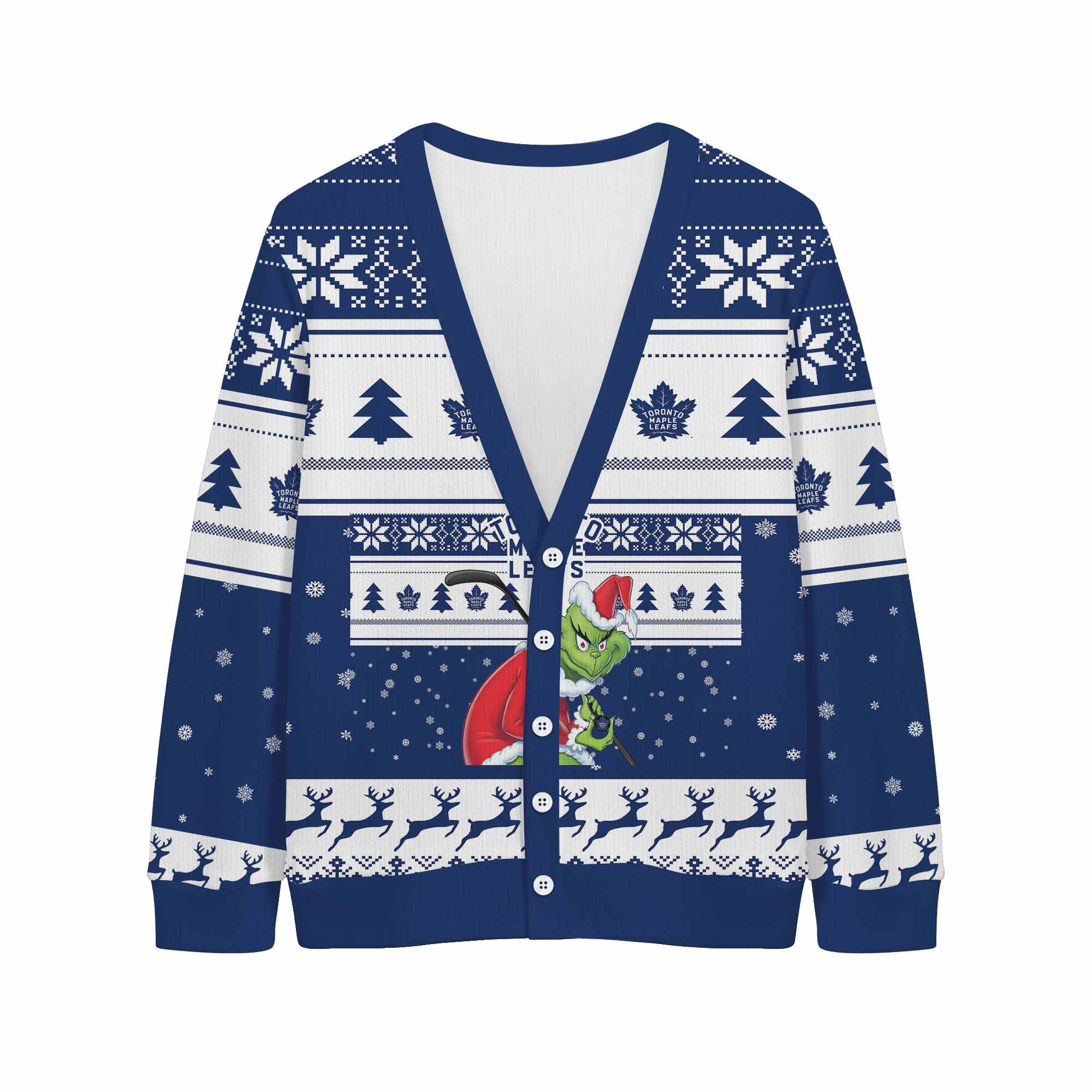 Sportswearmerch Toronto Maple Leafs NHL x Grinch Christmas Cardigan For Fan