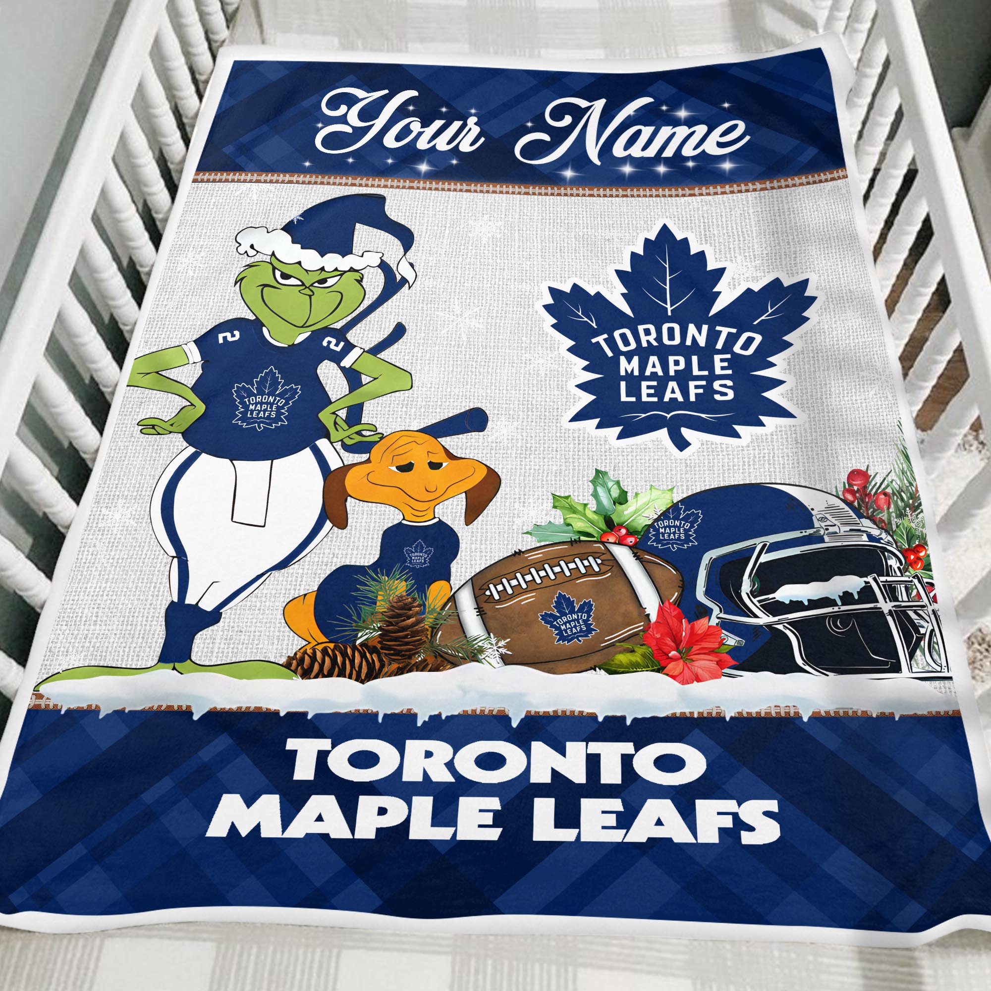 Sportswearmerch Toronto Maple Leafs NHL x Grinch Christmas Fleece Blanket For Fan