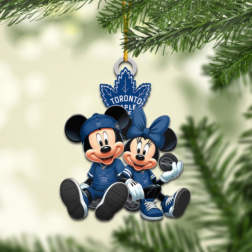 Sportswearmerch Toronto Maple Leafs NHL x Mickey and Minnie Mouse Personalized Acrylic Ornament For Fans