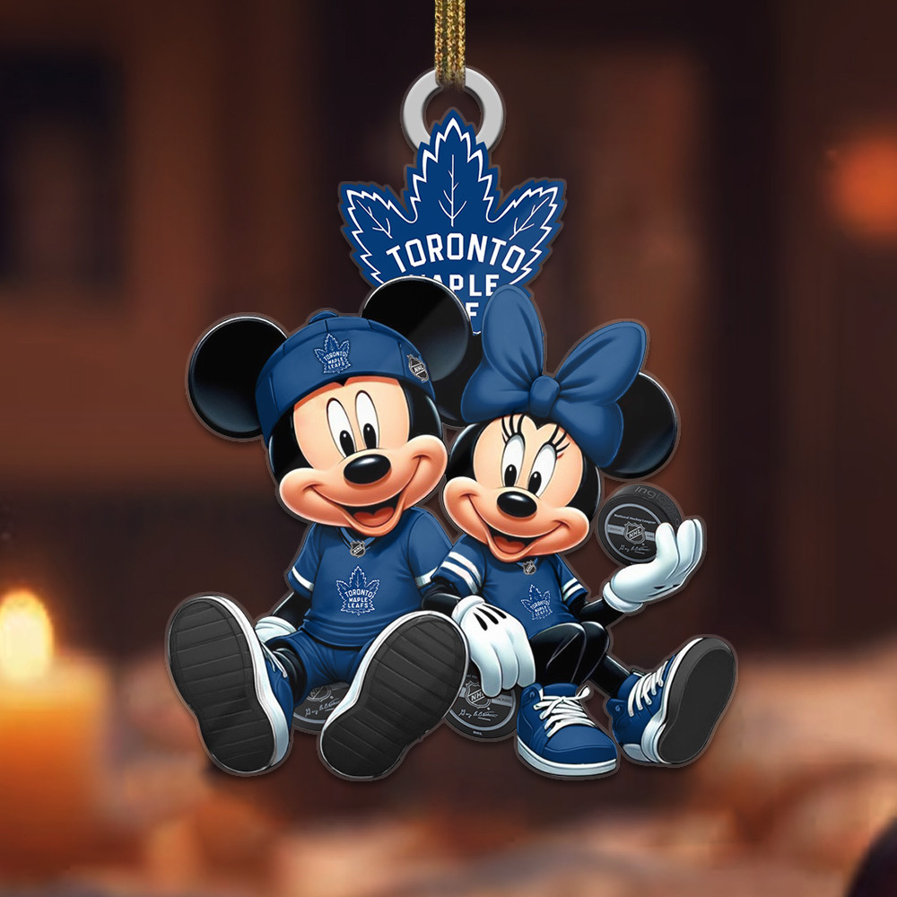 Sportswearmerch Toronto Maple Leafs NHL x Mickey and Minnie Mouse Personalized Acrylic Ornament For Fans