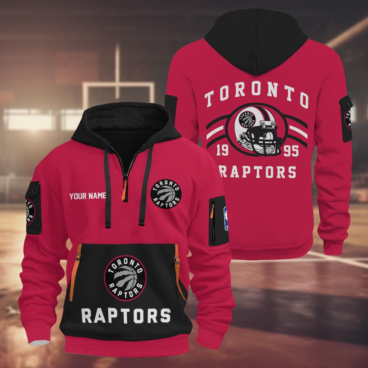 Sportswearmerch Toronto Raptors NBA Half Zip Hoodie Personalized For Fan