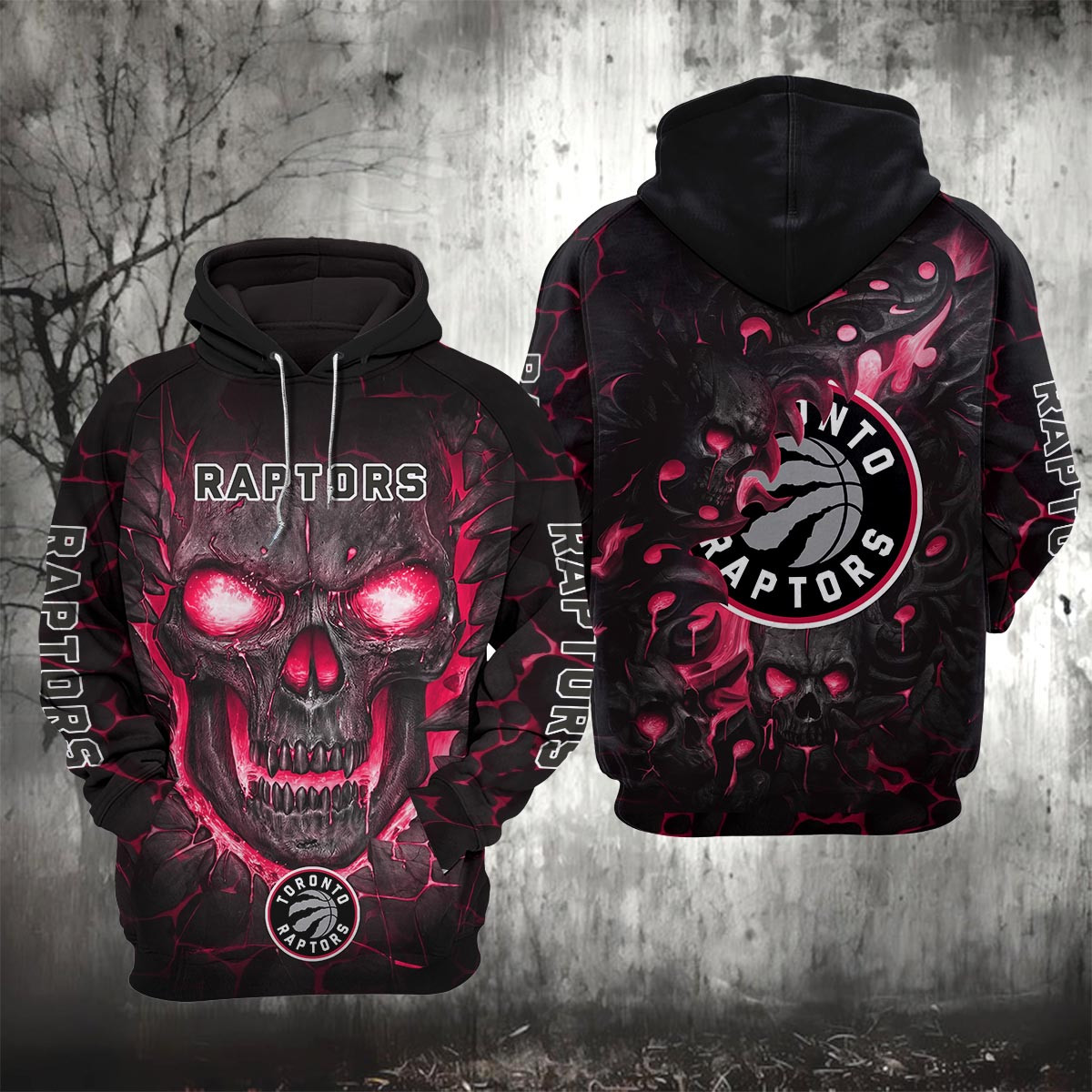 Sportswearmerch Toronto Raptors NBA Lava Skull Hoodie For Fan
